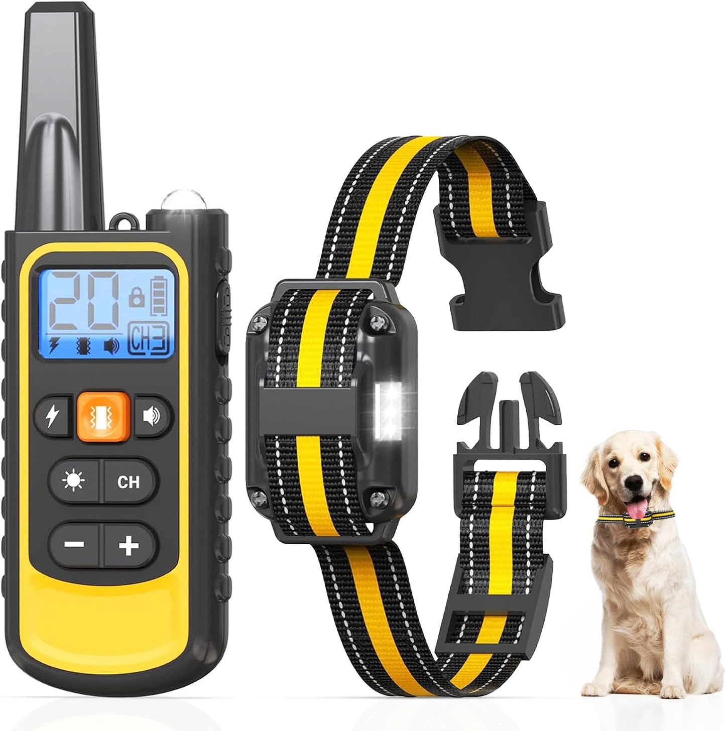 Shock Collar for Dogs, 2600ft 3 Modes Dog Training Collar, IP67 Waterproof Dog Shock Collar with Remote/Safe Lock/Anti-Lost Light/Vibration/Beep/Shock Collar for Small Medium Large Dogs 8-120lbs