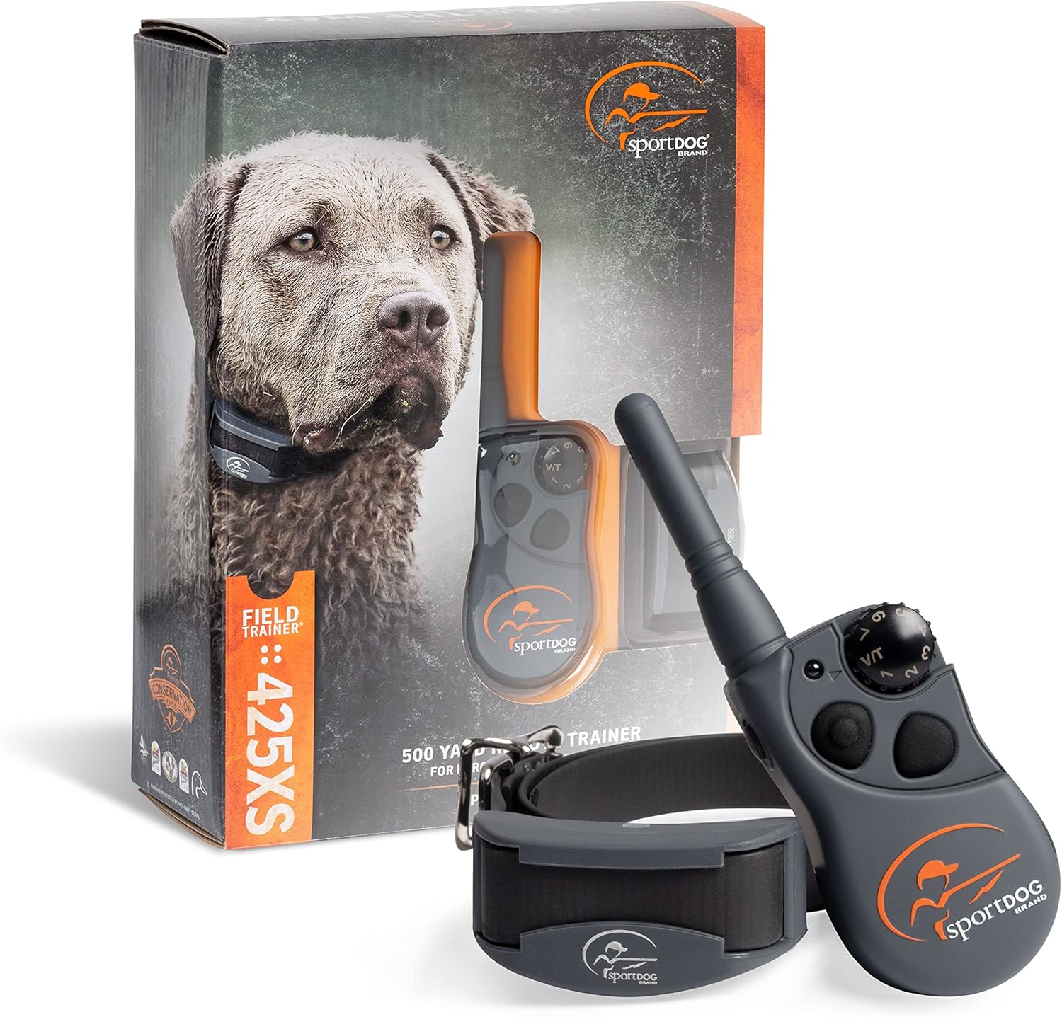 SportDOG FieldTrainer 425XS – Remote Trainer Designed for Off-Leash Control & Training – for Stubborn Dogs – 500-Yard Range – Waterproof – Quick-Charge Collar – Static, Tone, & Vibration