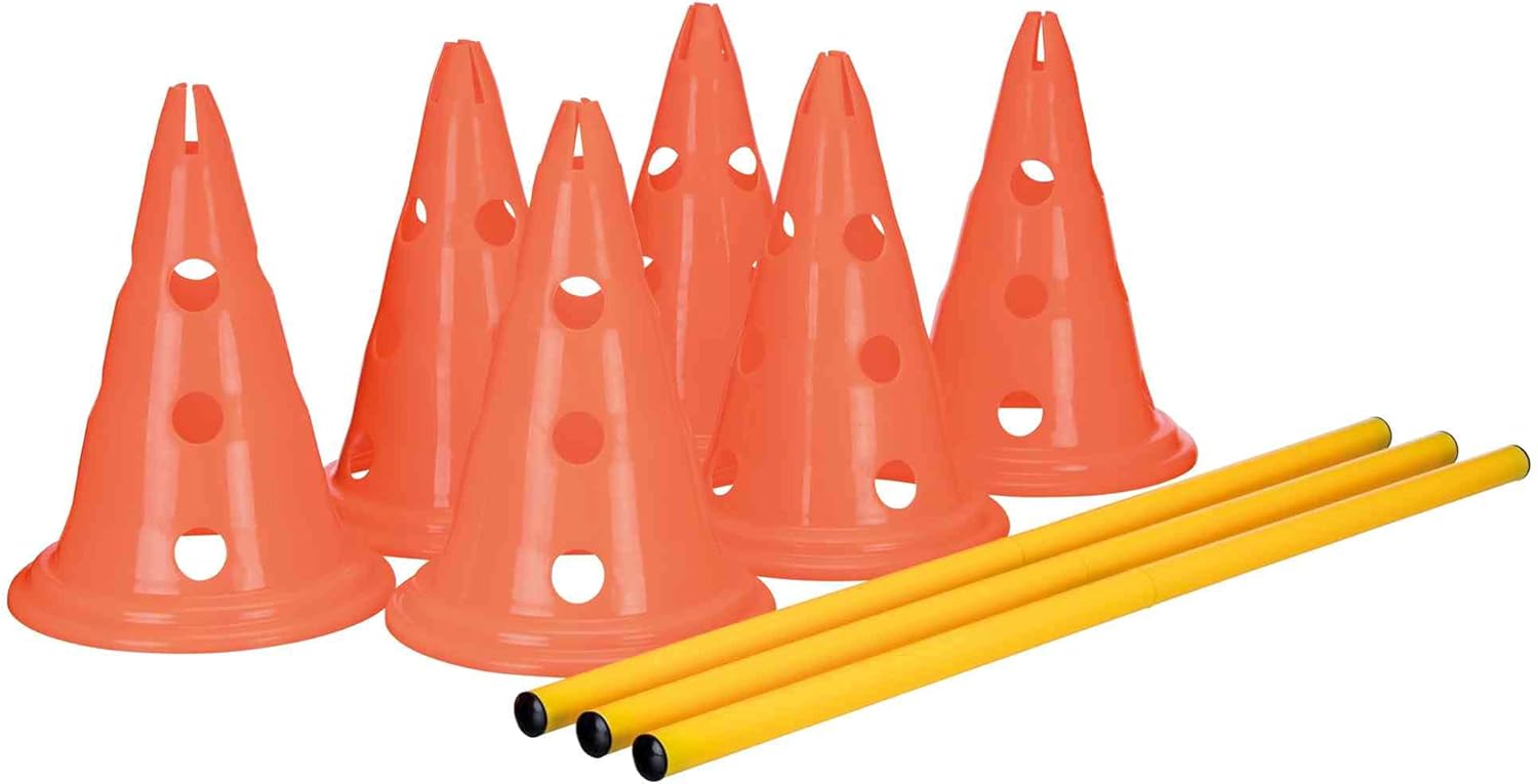 TRIXIE Dog Agility Hurdle Cone Set – Dog Agility Set with Height Adjustable Crossbar for Beginners & Advanced, Dog Agility Equipment for Dog Obstacle Courses – 6 x Cones, 3 x Agility Rods TRIXIE Dog Agility Hurdle Cone Set – Dog Agility Set with Height Adjustable Crossbar for Beginners & Advanced, Dog Agility Equipment for Dog Obstacle Courses – 6 x Cones, 3 x Agility Rods