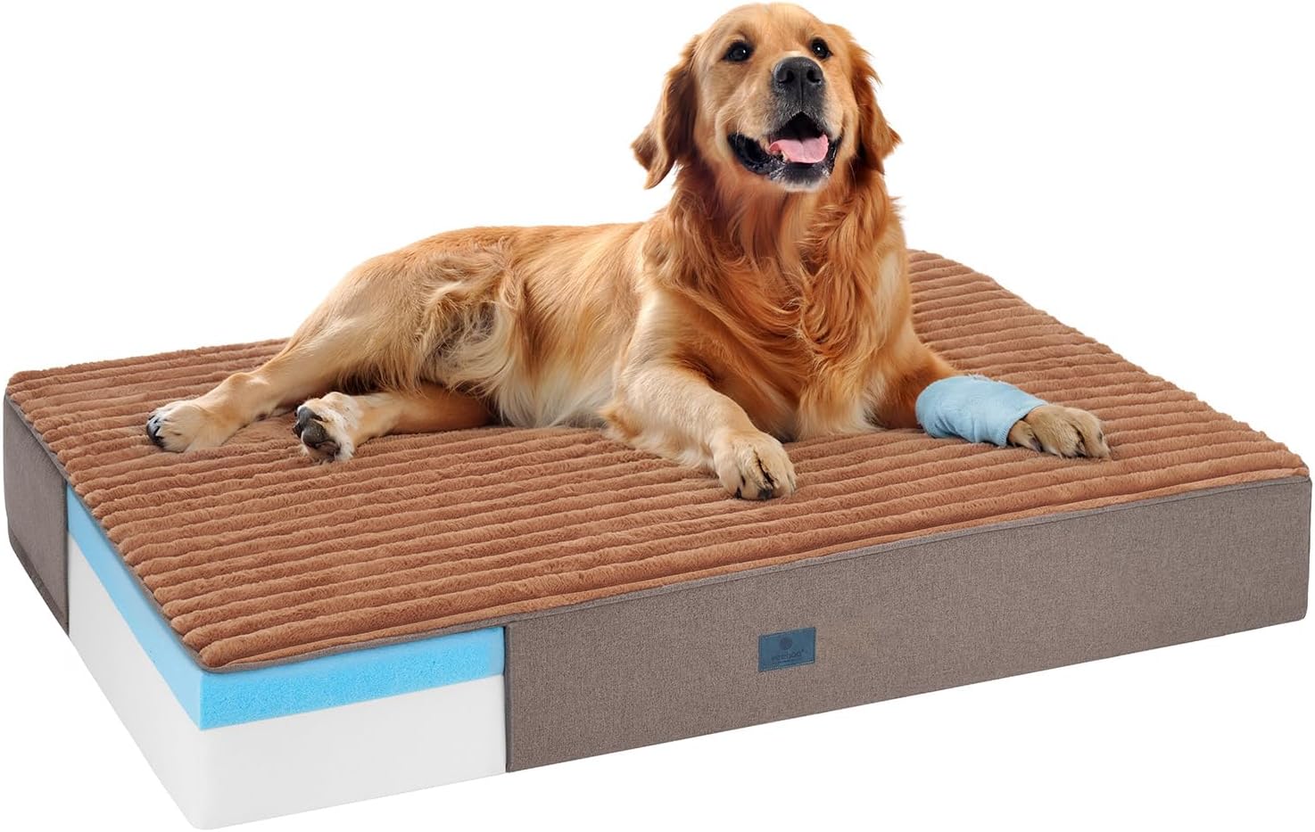 Veehoo Orthopedic Memory Foam Dog Bed, 7 Inch Thick Extra Large Dog Bed XL for Senior Dogs with Ultra-Soft Fluffy Surface, Waterproof Liner, Removable Washable Cover and Non-Slip Bottom, 48″x30″x7″