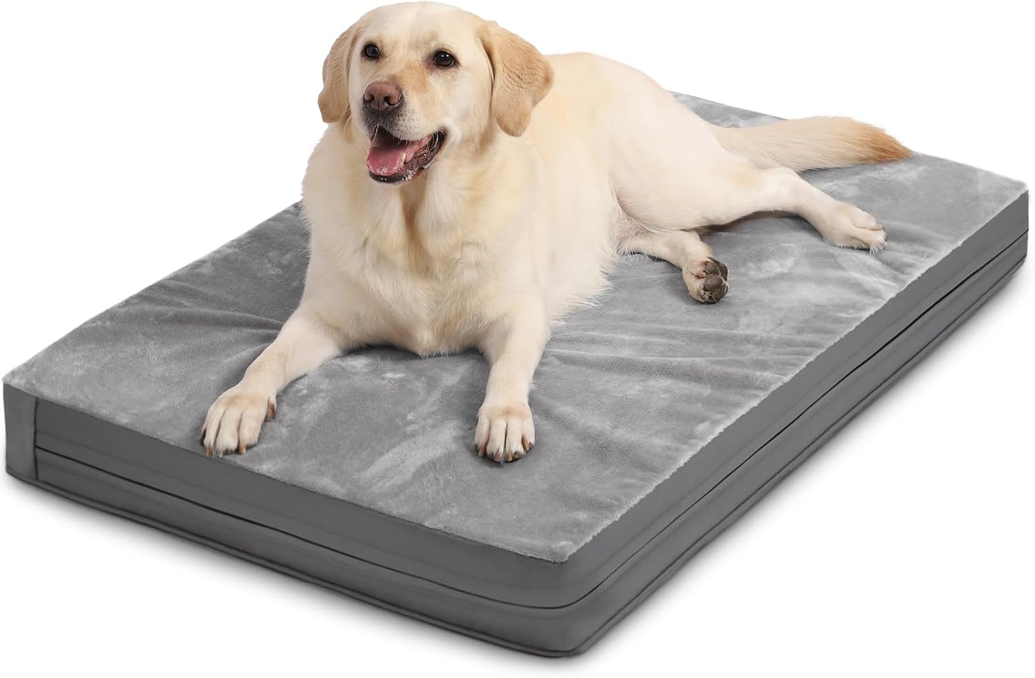 Vonabem Waterproof Dog Bed Large Medium Sized Dogs – Outdoor Orthopedic Crate Pad, Washable Pet Beds Removable Cover, Egg Crate Foam Support, Durable Anti-Slip Kennel Pads 35″x22″, Gray
