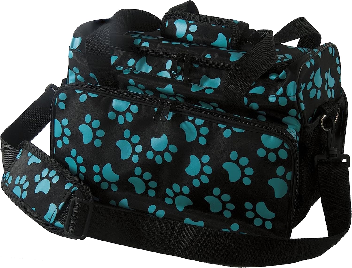 WAHL Professional Animal Travel Tote Bag with Zipper – Travel Bag – Storage Pack for Grooming Supplies – for Dog, Cat & Pet Groomers – 28.8 Inches, Turquoise Paw Print Design (#97764-300)
