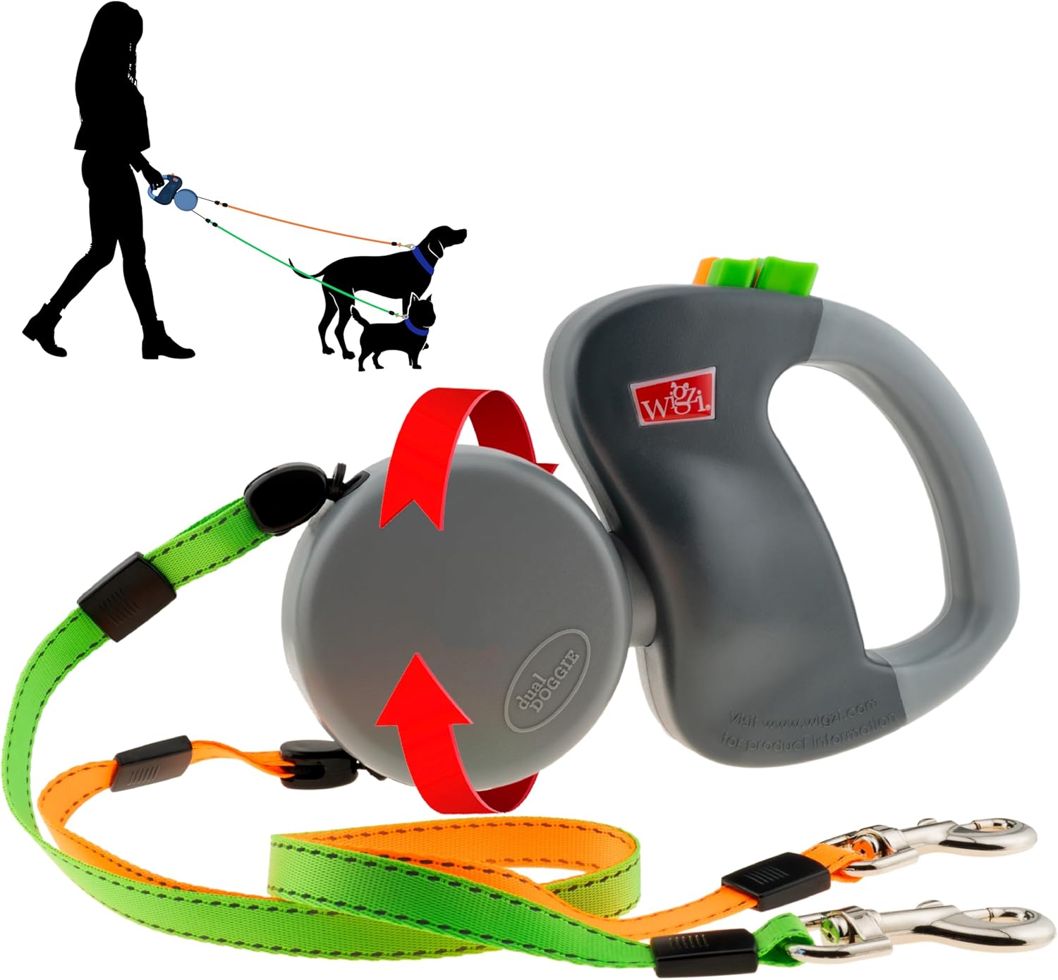 WIGZI – 2025 Enhanced Edition – Dual (2) Dog Retractable Leash, Auto-Untangles, Supports Up To 50lb Dogs, 10ft Distance Each Dog, Color-Coded Control, Reflective Leads, Waterproof, Gray Color WIGZI – 2025 Enhanced Edition – Dual (2) Dog Retractable Leash, Auto-Untangles, Supports Up To 50lb Dogs, 10ft Distance Each Dog, Color-Coded Control, Reflective Leads, Waterproof, Gray Color