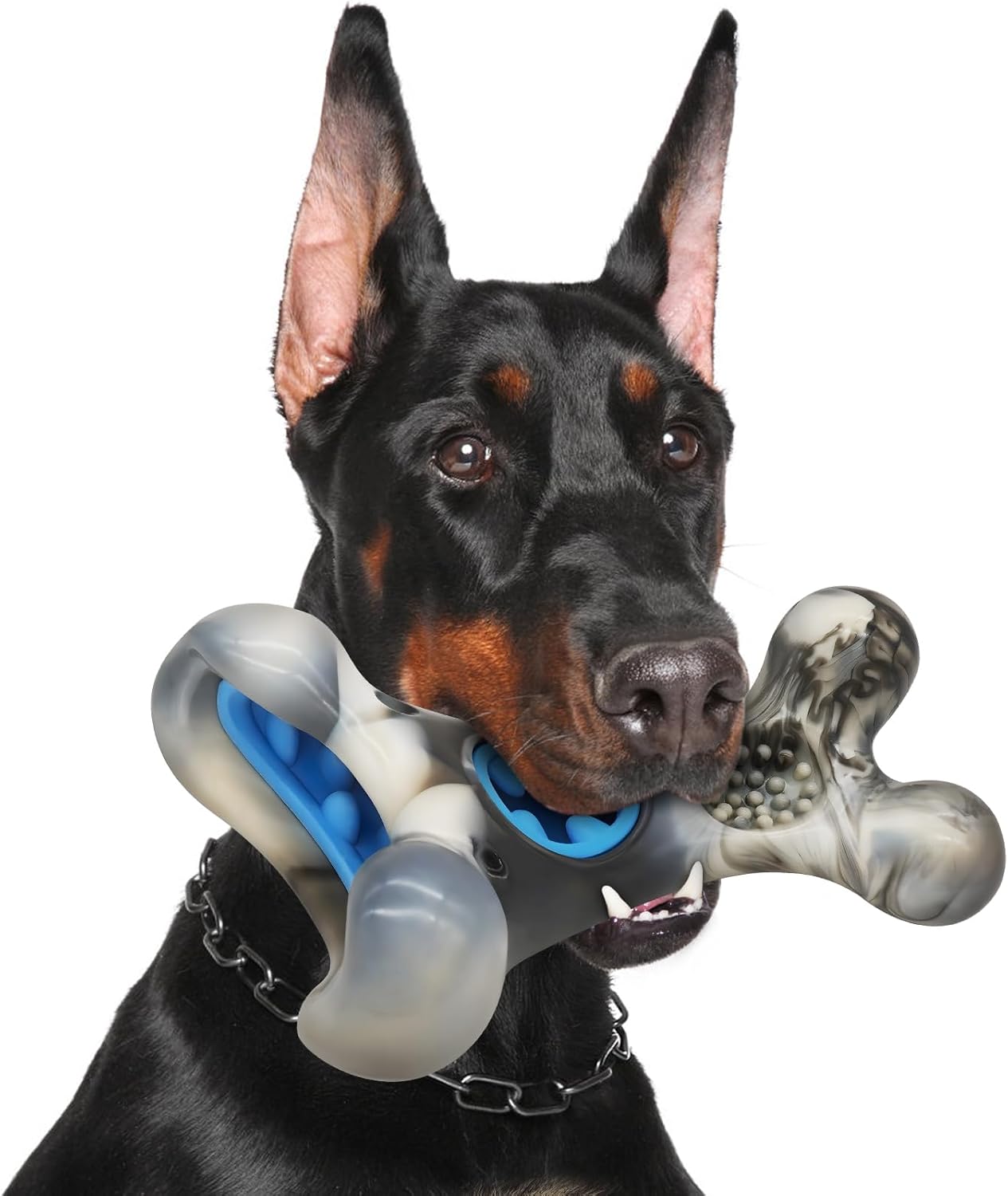 WinTour 2 in 1 Tough Dog Toys for Aggressive Chewers, Nylon Dog Chew Toys to Keep Them Busy, Durable Chew Bones for Small, Medium and Large Breeds, Beef Flavor