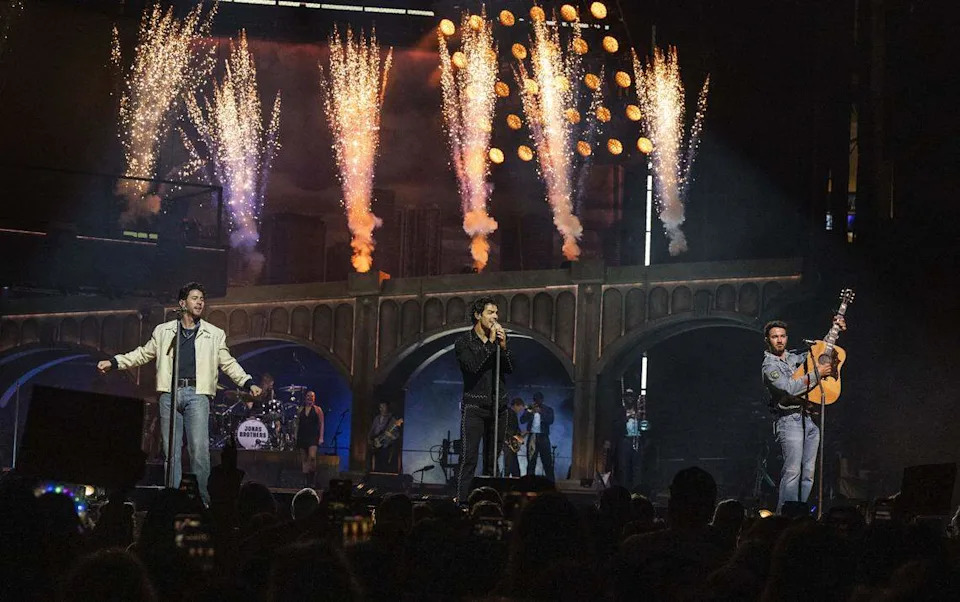 Nick, Joe and Kevin Jonas of the Jonas Brothers perform on Friday at Golden 1 Center.