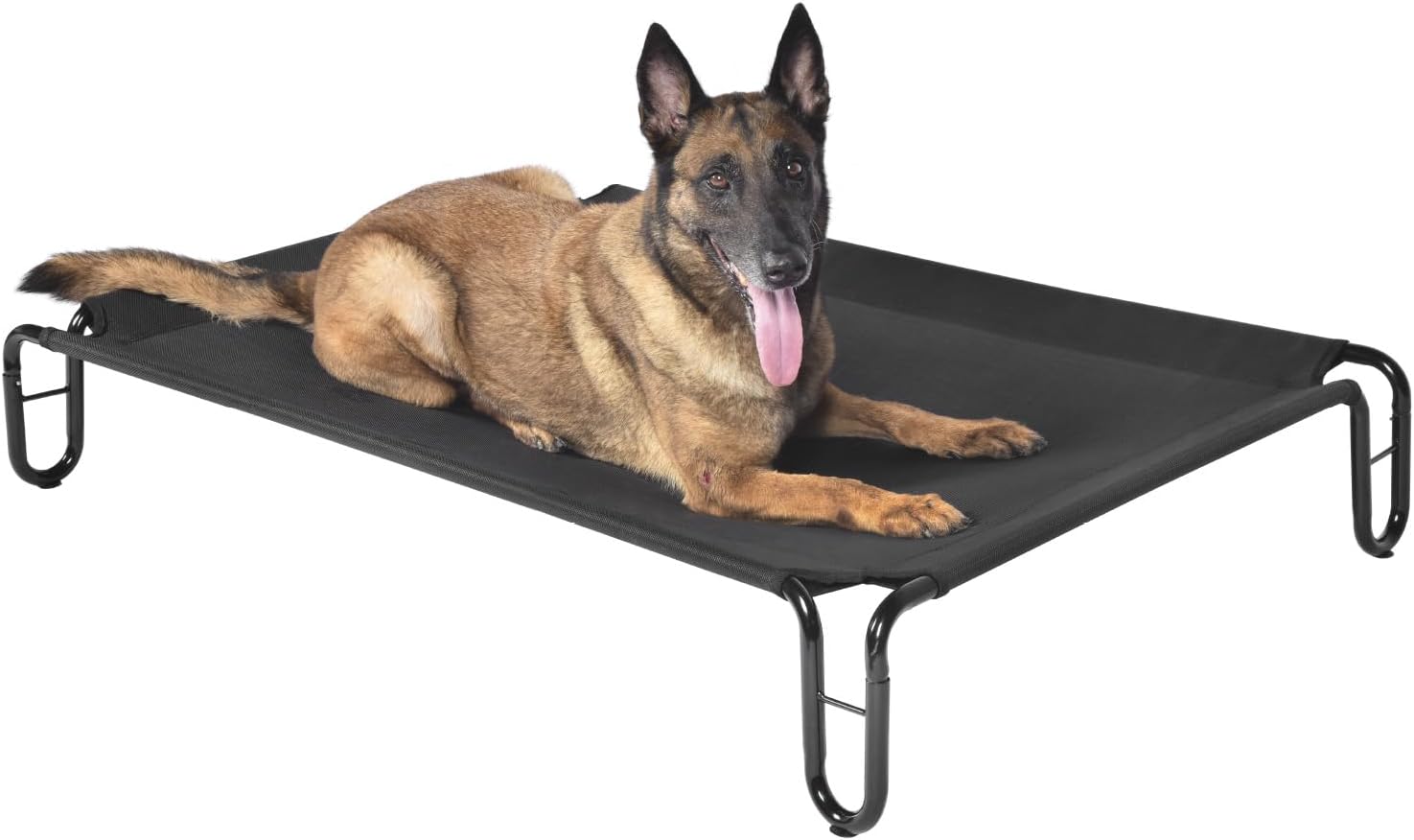 pettycare Elevated Outdoor Dog Bed – Raised Bed for Large Dogs, Waterproof Cot Easy to Assemble, Cooling Elevated Cot with Breathable Teslin Mesh, Durable, Non Slip, Up to 65 lbs,Black