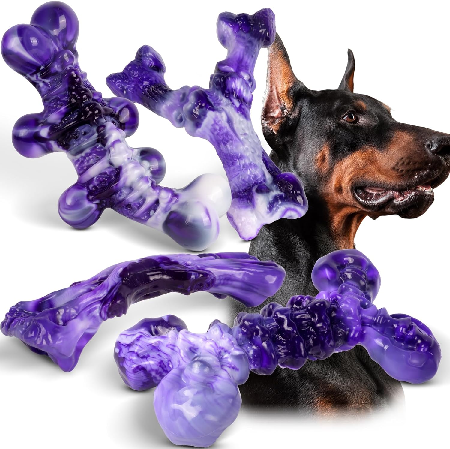 4-Pack Indestructible Chew Toys for Extra-Large Dogs – Aggressive Chewers, Durable Nylon Bone, Heavy Duty Long-Lasting Dog Toys for Large Breed & Strong Chewers