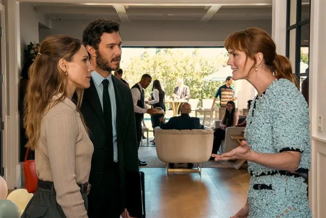 Erin Simkin/Netflix Kristen Bell as Joanne, Adam Brody as Noah, and Leighton Meester as Abby in 'Nobody Wants This' season 2