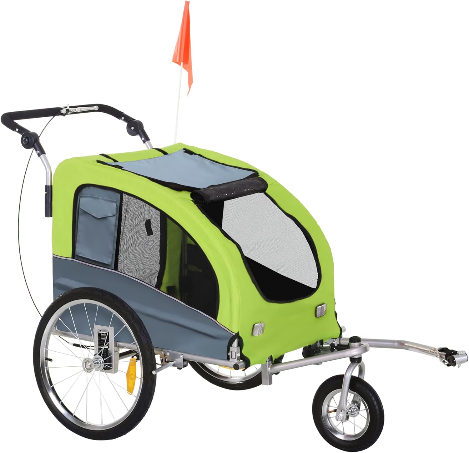 Aosom Dog Bike Trailer 2-in-1 Pet Stroller with Canopy and Storage Pockets Aosom Dog Bike Trailer 2-in-1 Pet Stroller with Canopy and Storage Pockets