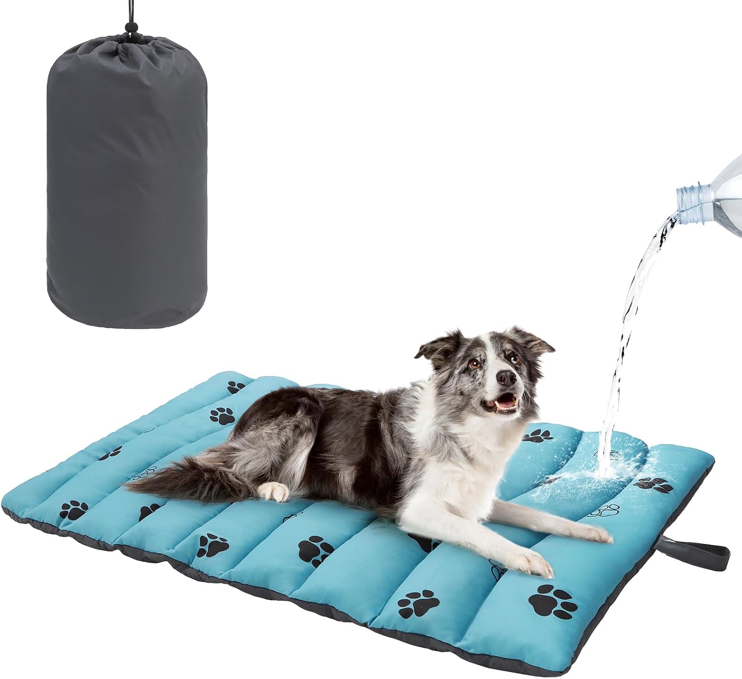 BEAUTYZOO Outdoor Dog Bed Waterproof, Camping Dog Bed Reversible, Portable Travel Bed with Carry Bag- Machine Washable, Durable, Foldable Outdoor Pet Bed Mat for Medium Large Dogs, 26” x 43“ Blue BEAUTYZOO Outdoor Dog Bed Waterproof, Camping Dog Bed Reversible, Portable Travel Bed with Carry Bag- Machine Washable, Durable, Foldable Outdoor Pet Bed Mat for Medium Large Dogs, 26” x 43“ Blue