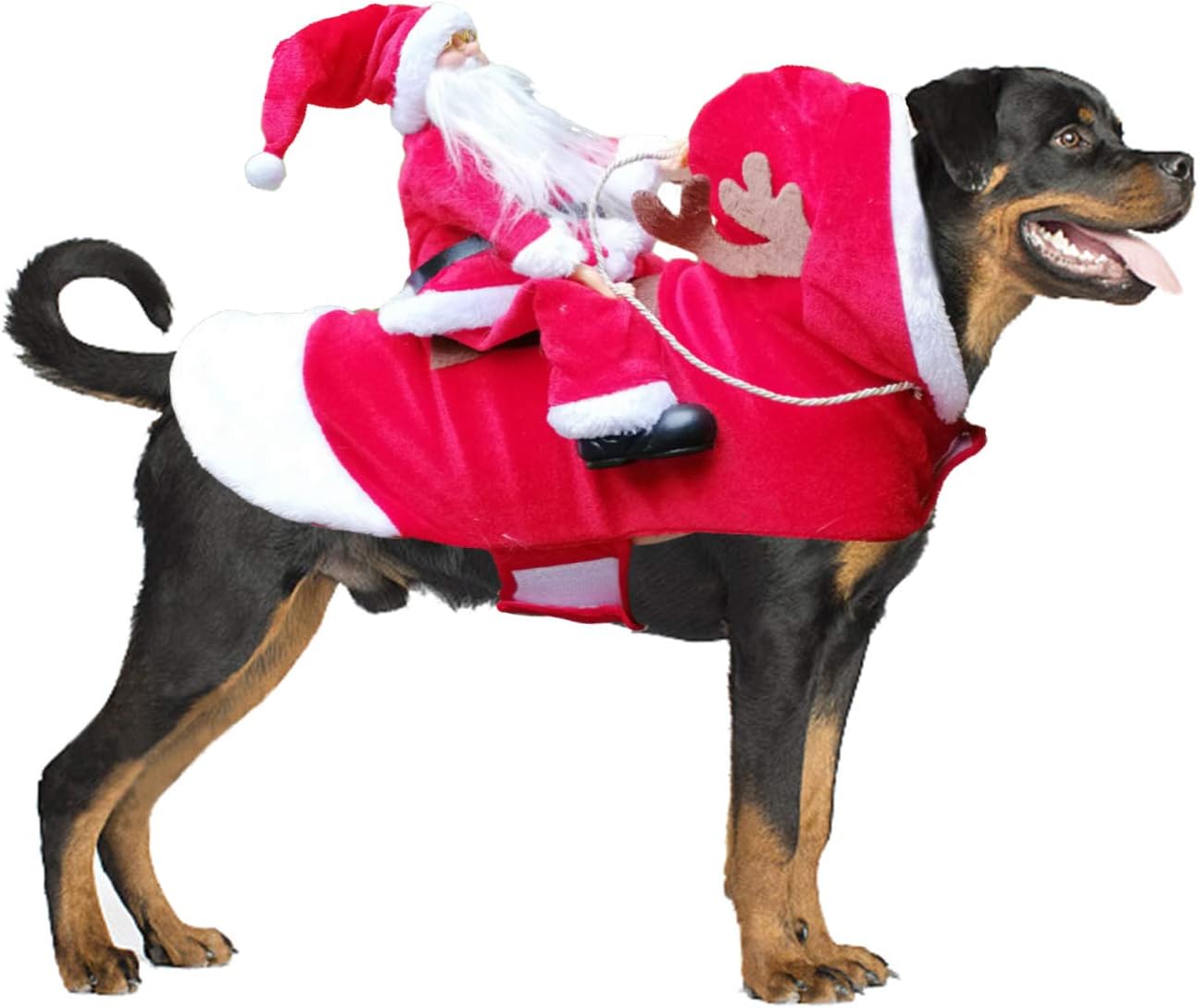 BWOGUE Santa Dog Costume Christmas Costume for Dogs, Adjustable Size, Breathable Material, Great Gift for Small Medium Large Dogs, Running Santa Claus Pet Apparel BWOGUE Santa Dog Costume Christmas Costume for Dogs, Adjustable Size, Breathable Material, Great Gift for Small Medium Large Dogs, Running Santa Claus Pet Apparel