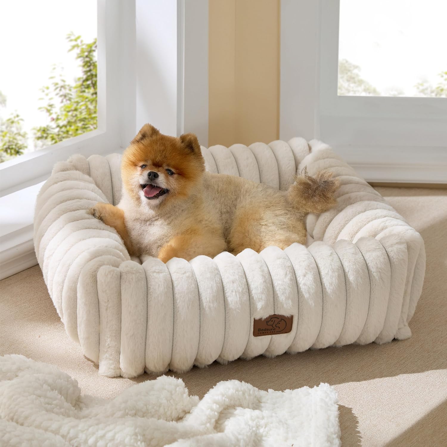Bedsure Cute Dog Bed for Small Medium Dogs – Washable Furry Puppy Beds, Rectangle Orthopedic Corduroy Fleece Pet Beds with Removable Zipper Cover, 25x21x7inches, Cream Bedsure Cute Dog Bed for Small Medium Dogs – Washable Furry Puppy Beds, Rectangle Orthopedic Corduroy Fleece Pet Beds with Removable Zipper Cover, 25x21x7inches, Cream