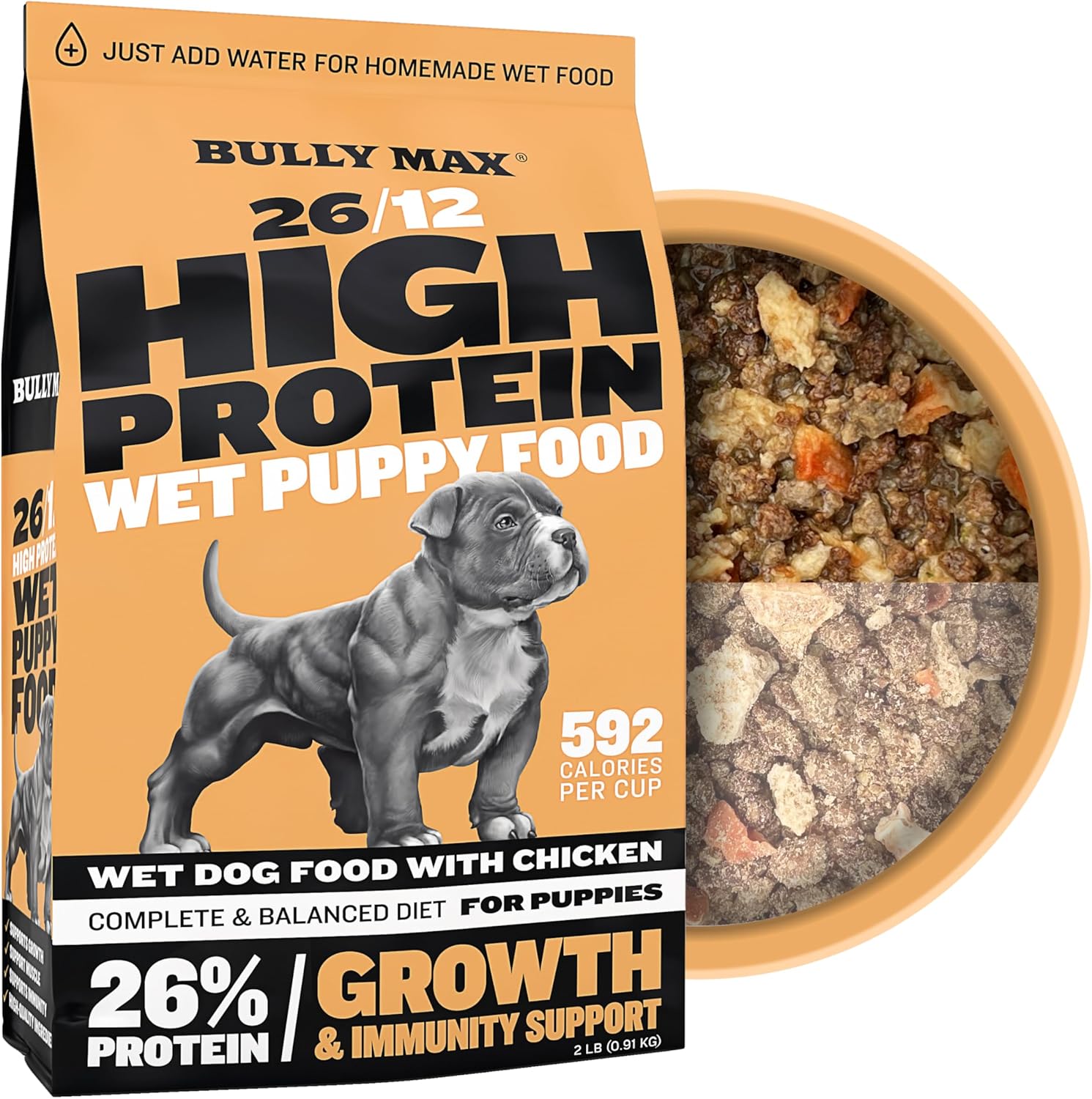 Bully Max Wet Puppy Food – Instant Fresh Dehydrated High Protein Soft Dog Food with Chicken – Healthy Growth for Small & Large Breed Puppies – 2 Dry Dog Food Pounds (Makes 5.5 lbs. of Wet Food) Bully Max Wet Puppy Food – Instant Fresh Dehydrated High Protein Soft Dog Food with Chicken – Healthy Growth for Small & Large Breed Puppies – 2 Dry Dog Food Pounds (Makes 5.5 lbs. of Wet Food)