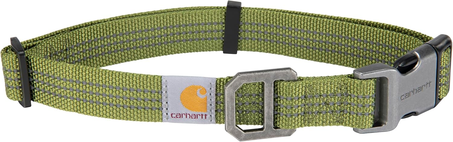Carhartt Nylon Webbing Dog Collar, Fully Adjustable W/Durable Side Release Buckle, Light Moss, Medium Carhartt Nylon Webbing Dog Collar, Fully Adjustable W/Durable Side Release Buckle, Light Moss, Medium