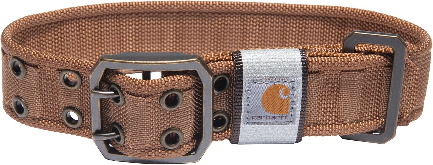 Carhartt Pet Fully Adjustable Wide Webbing Collar for Dogs, Heavy Duty Nylon for Walking & Training, Carhartt Brown, Medium