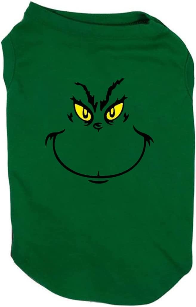 Christmas Dog Shirts for Pet Clothes Soft Breathable Puppy Shirts Printed Pet T-Shirt Puppy Dog Christmas Cosplay Xmas Pet Apparel for Small Medium Large Dogs and Cats (Medium, Green)