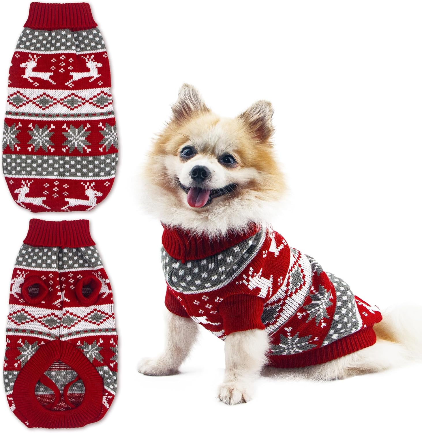 Christmas Dog Sweater Puppy Sweater for Holiday Christmas Sweater with Moose Pattern for Dogs and Cats M