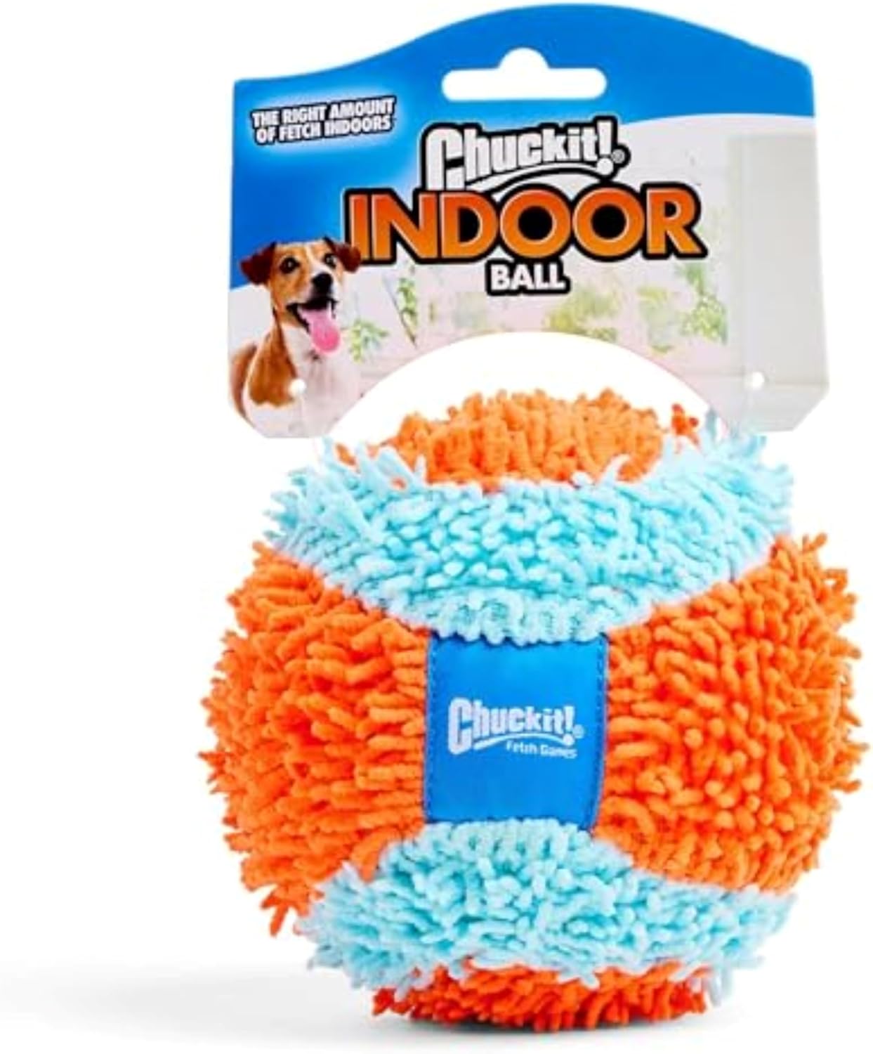 Chuckit! Indoor Fetch Ball Dog Toy for Dogs – Interactive Dog Toys for Boredom, 4.75 Inch, Orange and Blue