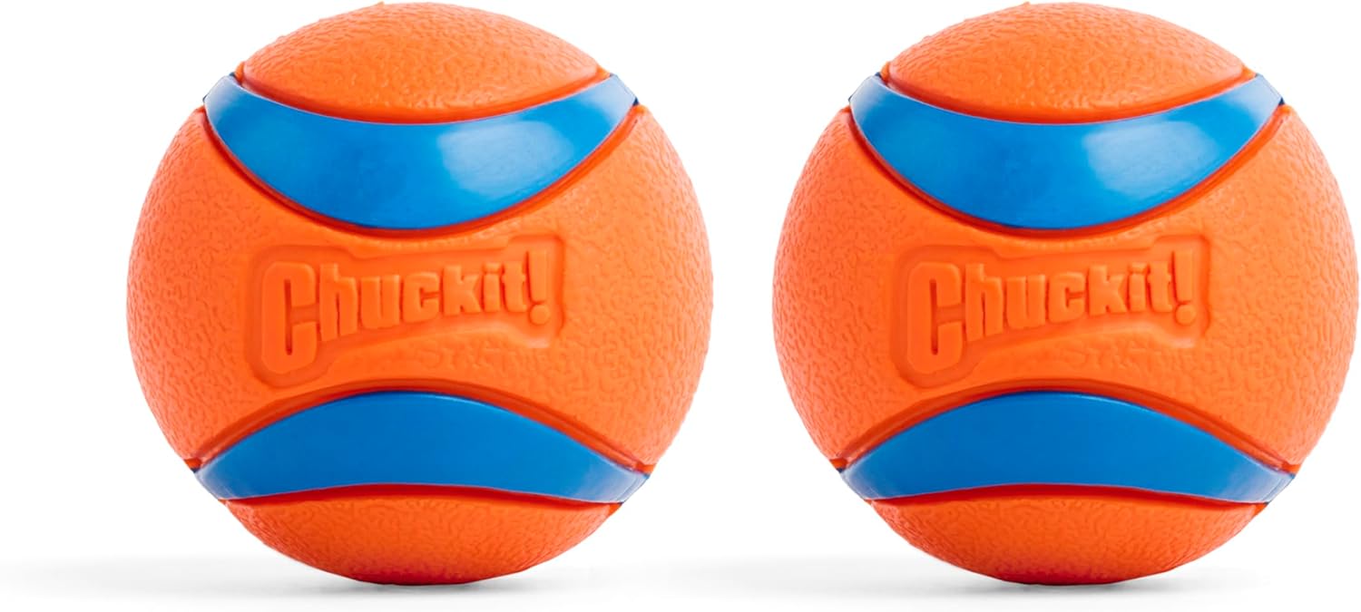 Chuckit! Ultra Ball Dog Toy – Medium Bouncy Fetch Balls For Dogs 20-60 lbs – Made from Durable Rubber – Floating Water Pet Toys – Size Medium – 2.5-inch Diameter – Pack of 2