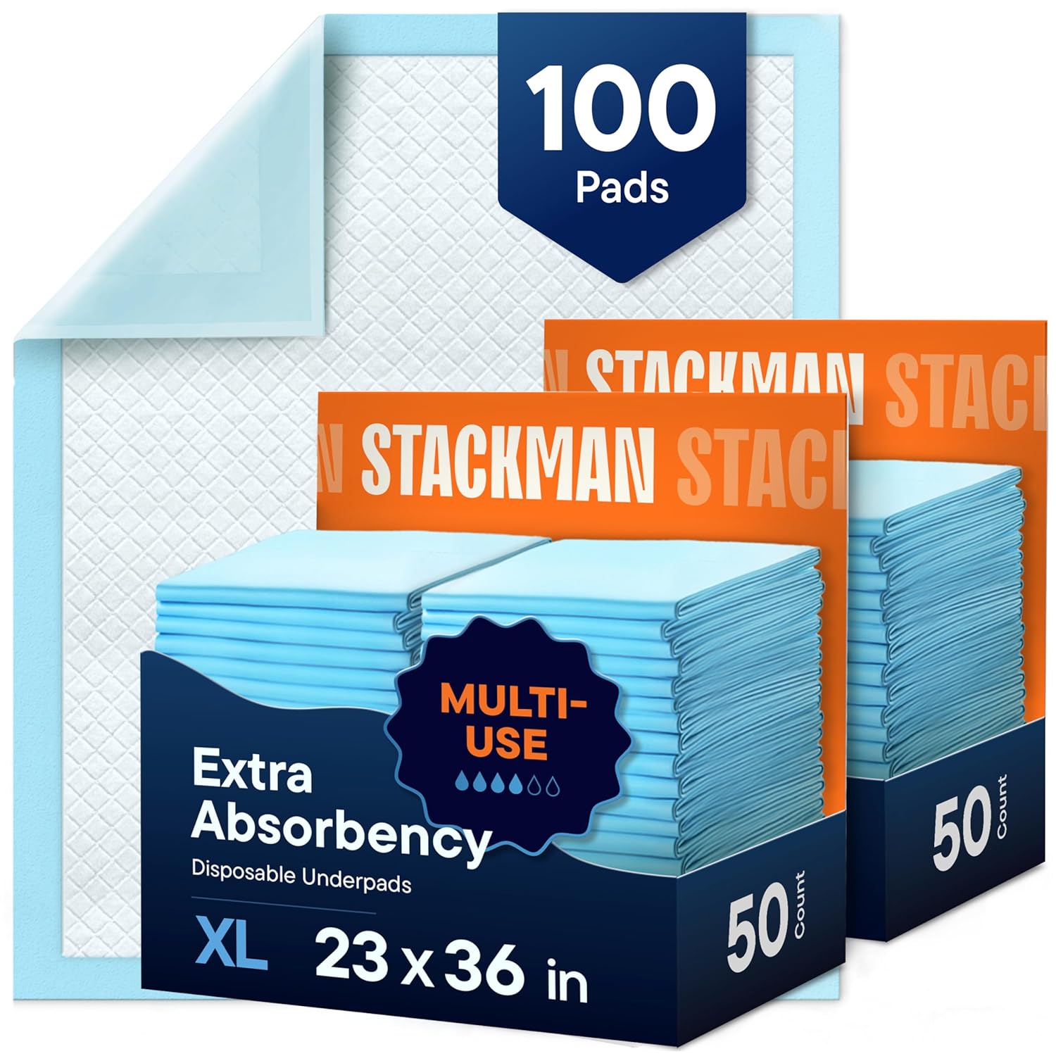 Chucks Pads Disposable [100-Pack] Adult Incontinence Underpads 23″x 36″ Large Absorbent Fluff Protective Bed Pads, Toddler Mattress Pads – Pee Pads for Pets, Kids & Adults – Dog & Puppy Training Pads