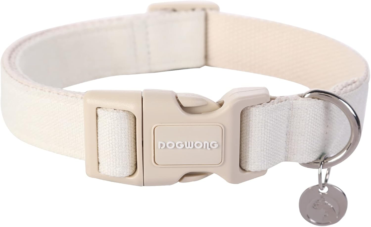 DOGWONG Cotton Hemp Dog Collar, Heavy-Duty Adjustable Soft Natural Fabric Pet Collar – Cute Wedding Puppy Necklace for Small to Large Dogs