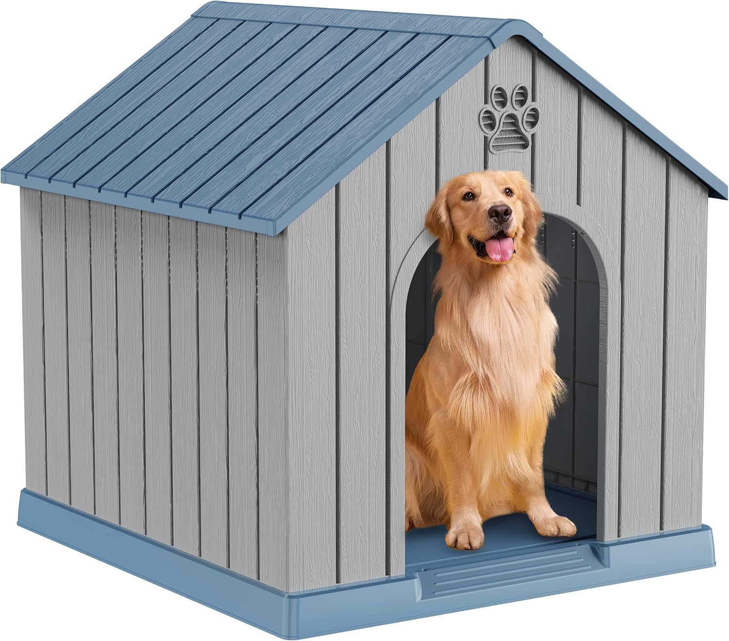 DRATO Indoor Outdoor Waterproof Dog House,PP Material,Puppy Shelter with Air Vents and Elevated Floor,Sturdy Dog Kennel for Small to Large Sized Dogs, Easy to Assemble (Blue, 38.62×36.26×38.07 Inches) DRATO Indoor Outdoor Waterproof Dog House,PP Material,Puppy Shelter with Air Vents and Elevated Floor,Sturdy Dog Kennel for Small to Large Sized Dogs, Easy to Assemble (Blue, 38.62×36.26×38.07 Inches)