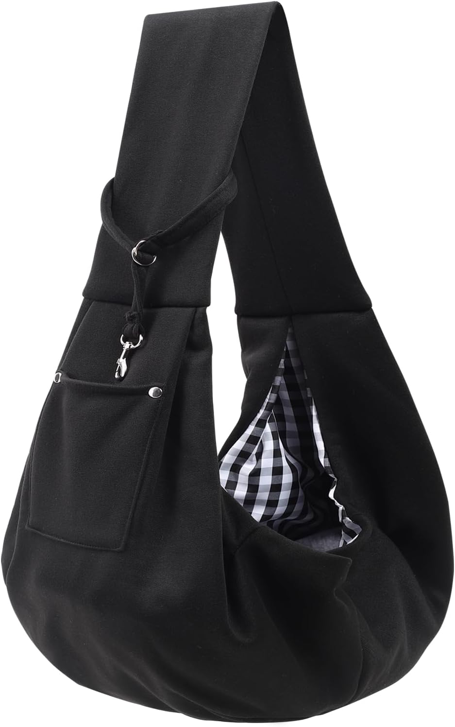 Dog Carrier Sling – Reversible Puppy Carrier Purse with Storage Pocket, Hand-Free Dog Sling Carrier for Carry Small Dogs and Cats, Travel Safety Harness, Dog and Cat Harness(Black)