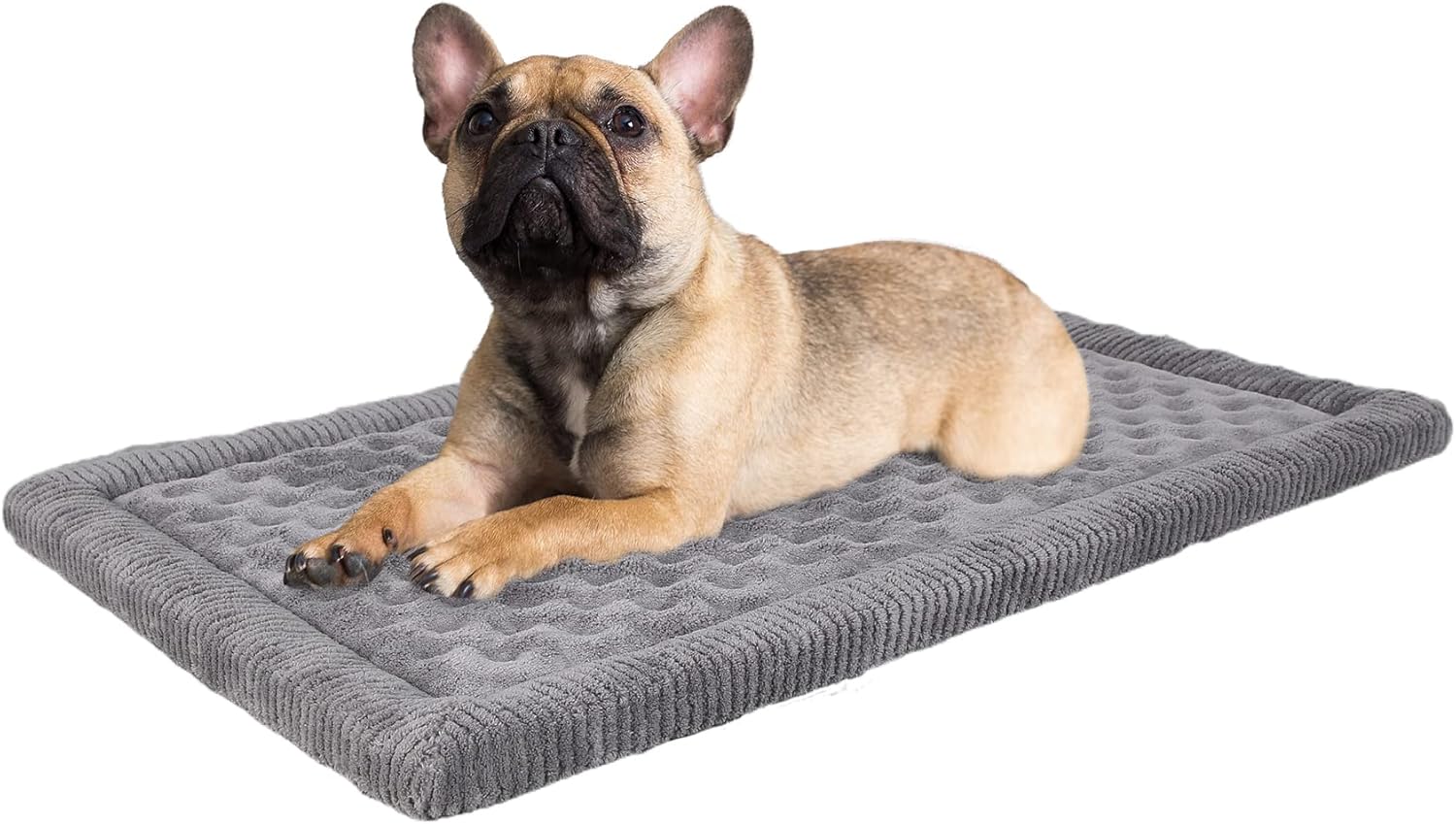 Dog Crate Pad 30×19 inch Gray Memory Foam Dog Bed Mat Small Medium Grey Washable Puppy Sleeping Bed Anti Slip
