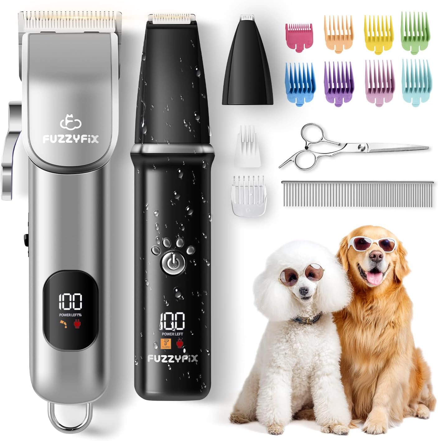 Dog Grooming Kit, Dog Clippers for Grooming for Thick Curly Coats, Professional Pet Hair Shaver Paw Trimmer Cordless Rechargeable Low Noise for Dogs Cats Animals Face Ear Dog Grooming Kit, Dog Clippers for Grooming for Thick Curly Coats, Professional Pet Hair Shaver Paw Trimmer Cordless Rechargeable Low Noise for Dogs Cats Animals Face Ear
