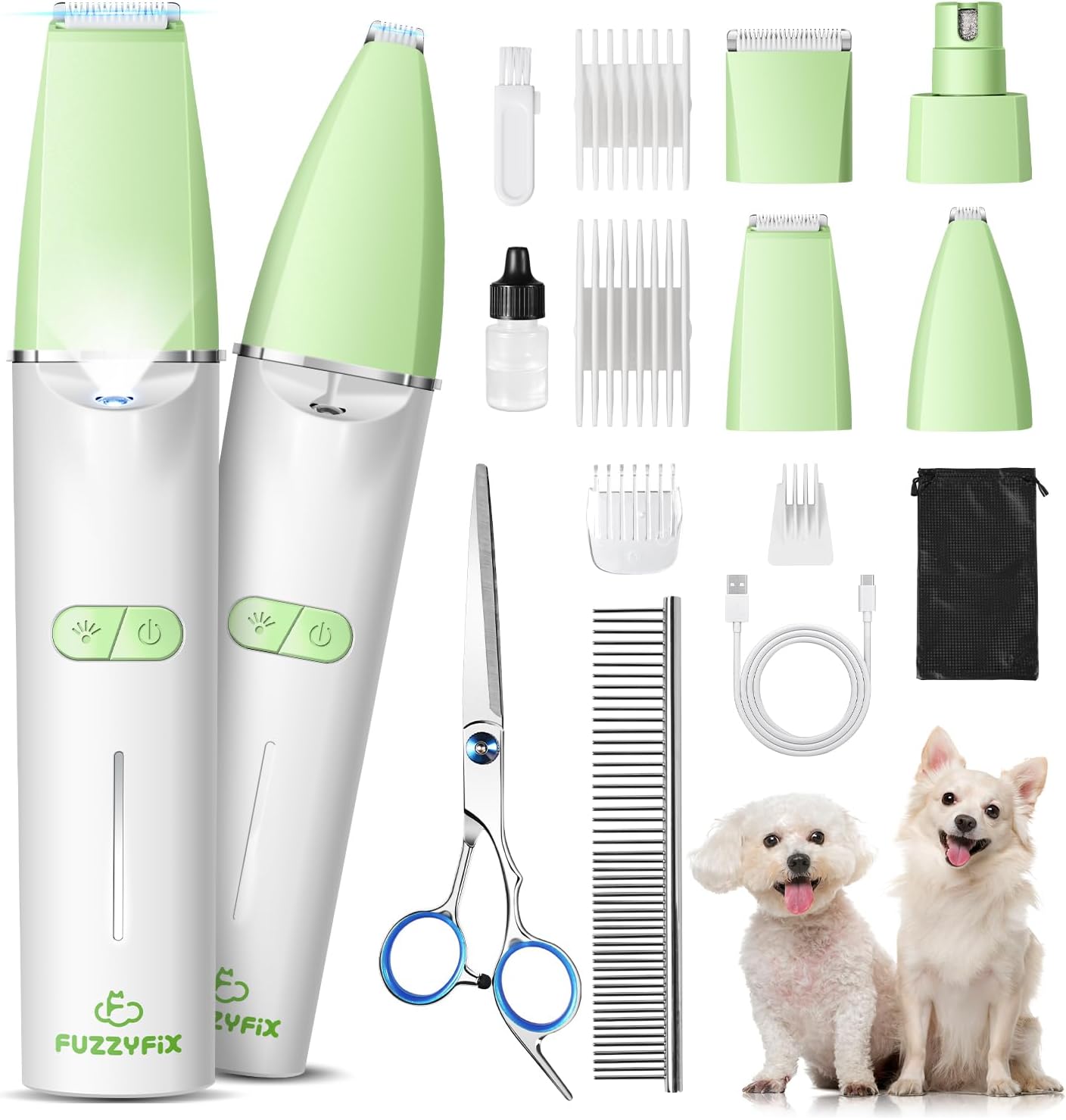 Dog Grooming Kit with LED Light, Low Noise Rechargeable 4 in 1 Pet Clippers for Matted Hair, Cordless Electric Cat Paw Trimmer Dog Nail Grinder, Grooming Supplies for Cat and Small Dogs Dog Grooming Kit with LED Light, Low Noise Rechargeable 4 in 1 Pet Clippers for Matted Hair, Cordless Electric Cat Paw Trimmer Dog Nail Grinder, Grooming Supplies for Cat and Small Dogs