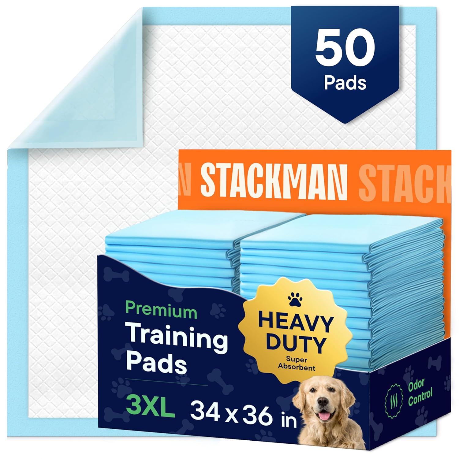 Dog Pads Large Pet Pee Pads for Dogs & Puppy Training 34″ x 36″ Potty Pads for Dogs [50-COUNT] Leak-Proof Dog and Puppy Pads – Quick-Dry Surface – Heavy Duty Absorbent Disposable Dog Wee Pad Bulk Pack