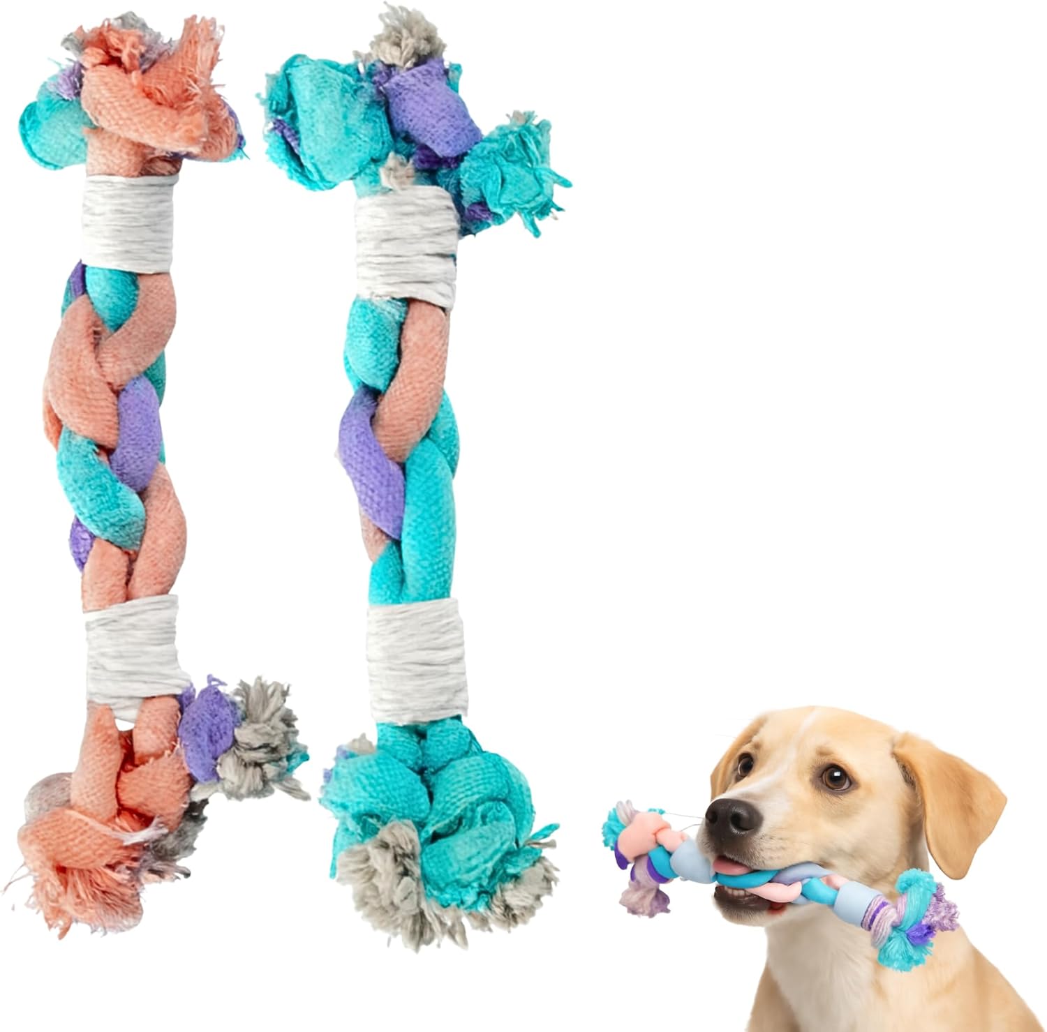 Dog Rope Toy – Eco-Friendly Durable Cotton Dog Chew Toy for Aggressive Chewers & Puppies – Interactive Molar Teeth Cleaning, Perfect for Small & Medium Dogs (10in), Safe, Non-Toxic, Fun Play