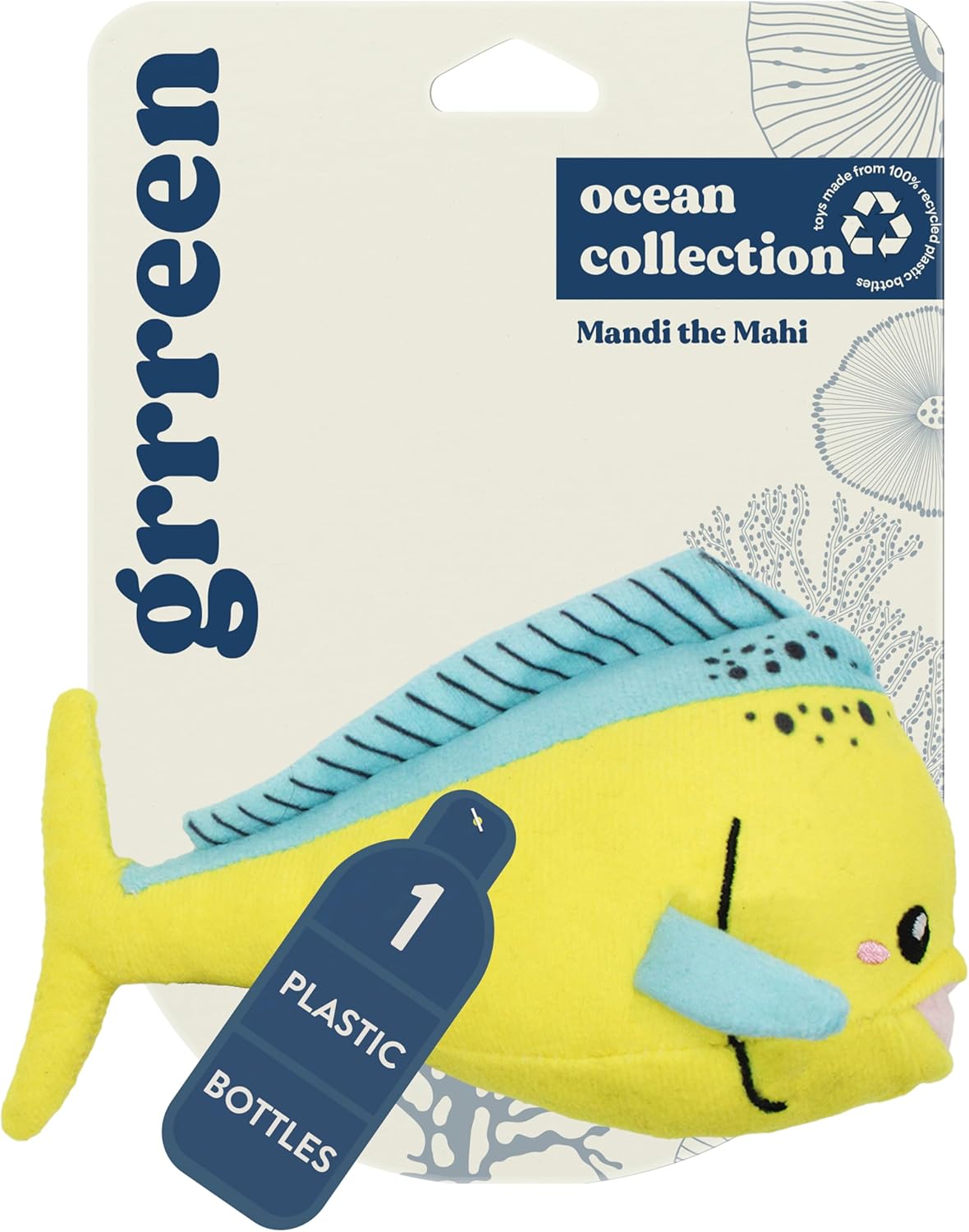 Dog Toys | Plush Toy Mahi Mahi Stuffed Animal for Dogs | Small Eco Friendly Toy – Easy to Clean and Made from Non Toxic Materials