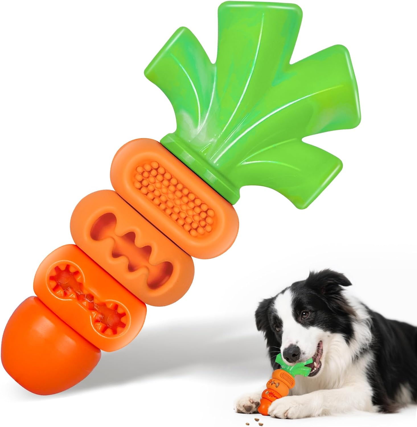 Dog Toys for Aggressive Chewers Bacon Flavored: 7″ Tough Dog Chew Bone, Hard Nylon & Rubber Teeth Cleaning Toy, Carrot-Shaped Dog Chew Toy for Large Medium Breed 20-70lbs