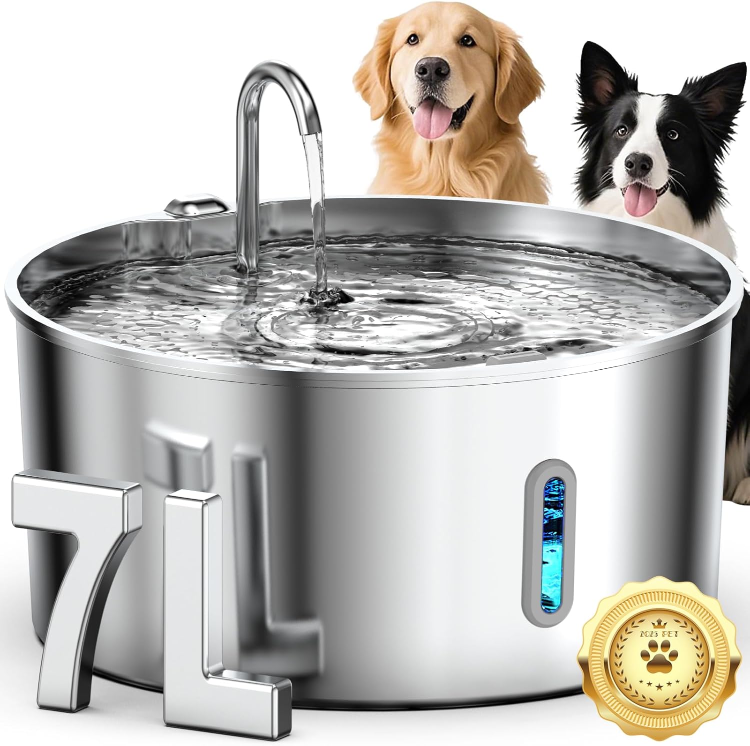 Dog Water Fountain Stainless Steel, 7L/236oz Dog Water Bowl Dispenser for Large Dogs, Automatic Cat Water Fountain Dog Water Fountain Stainless Steel, 7L/236oz Dog Water Bowl Dispenser for Large Dogs, Automatic Cat Water Fountain