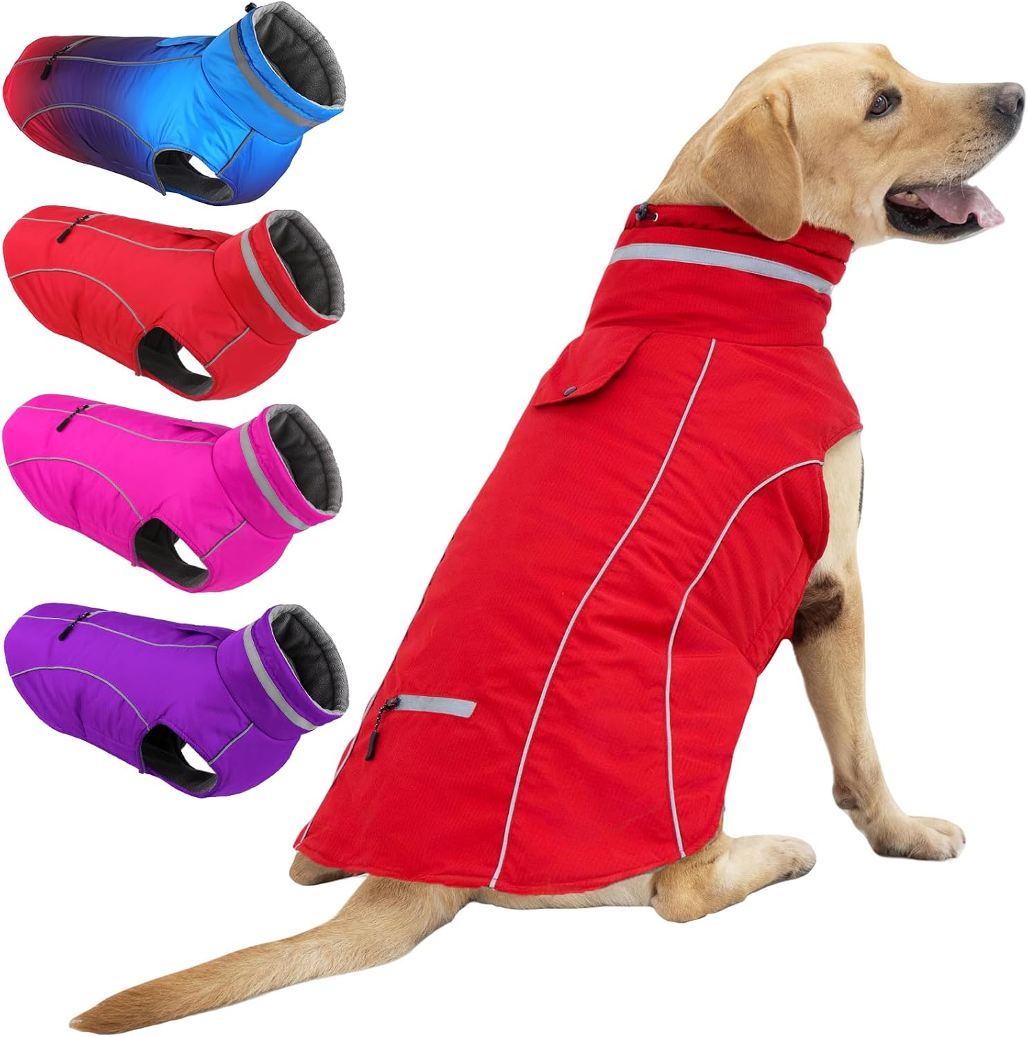 Doglay Dog Coats – Waterproof Winter Jacket with Pocket, Reflective Turtleneck, Warm & Adjustable for Small to Large Dogs
