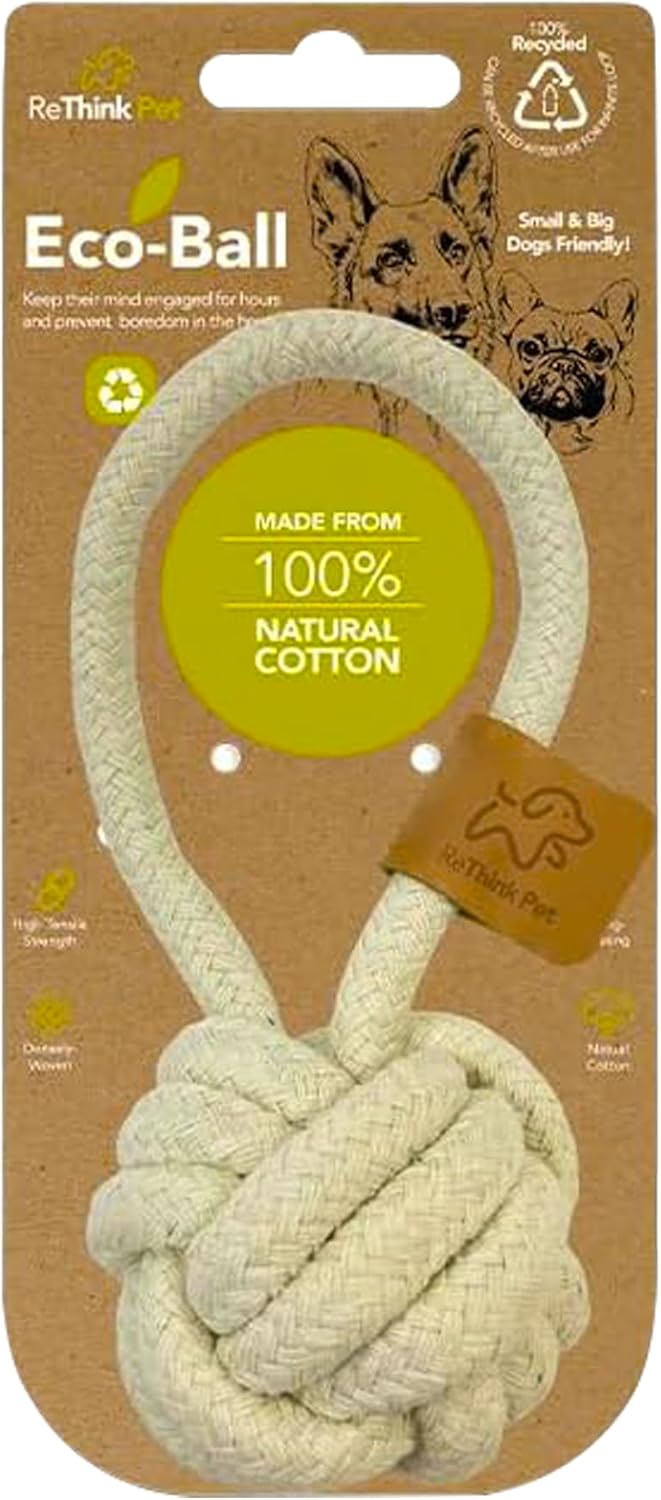 Eco Cotton Rope Ball Dog Toy, Natural Cotton Dog Toy & Ball Rope Toys for Dogs, Toy for Big & Small Dog, Densely Woven & Durable Training Toys