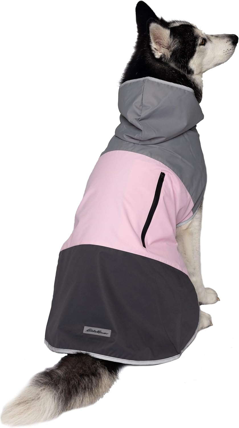 Eddie Bauer E24232L Ravenna Colorblocked Dog Windbreaker Jacket in Large, Grey and Pink