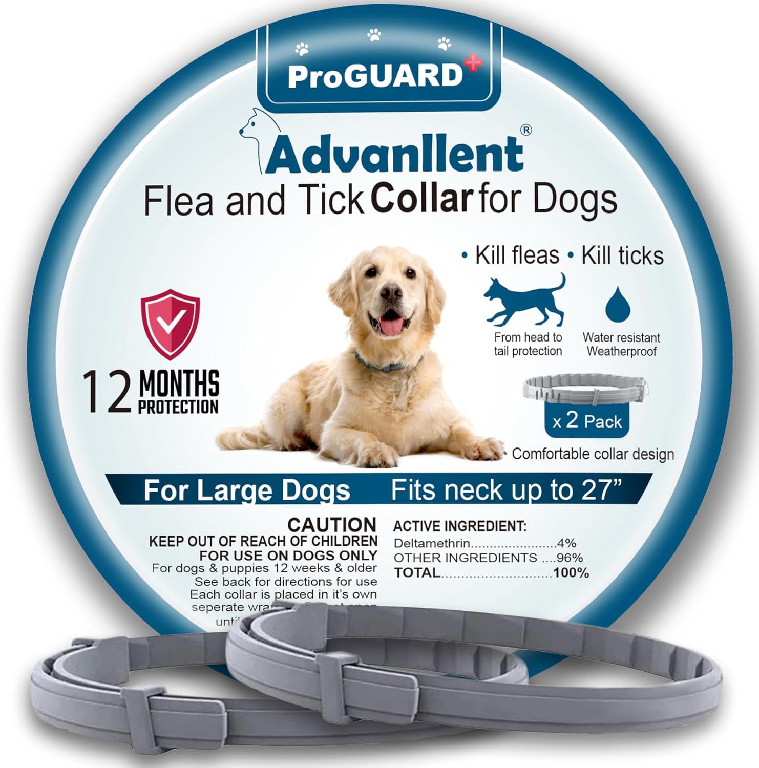 Flea Collar for Dogs, Flea and Tick Prevention for Dogs Collar, Dog Flea and Tick Treatment, 2 Collars, 12 Months Prevention, One Size Fits All Flea Collar for Dogs, Flea and Tick Prevention for Dogs Collar, Dog Flea and Tick Treatment, 2 Collars, 12 Months Prevention, One Size Fits All