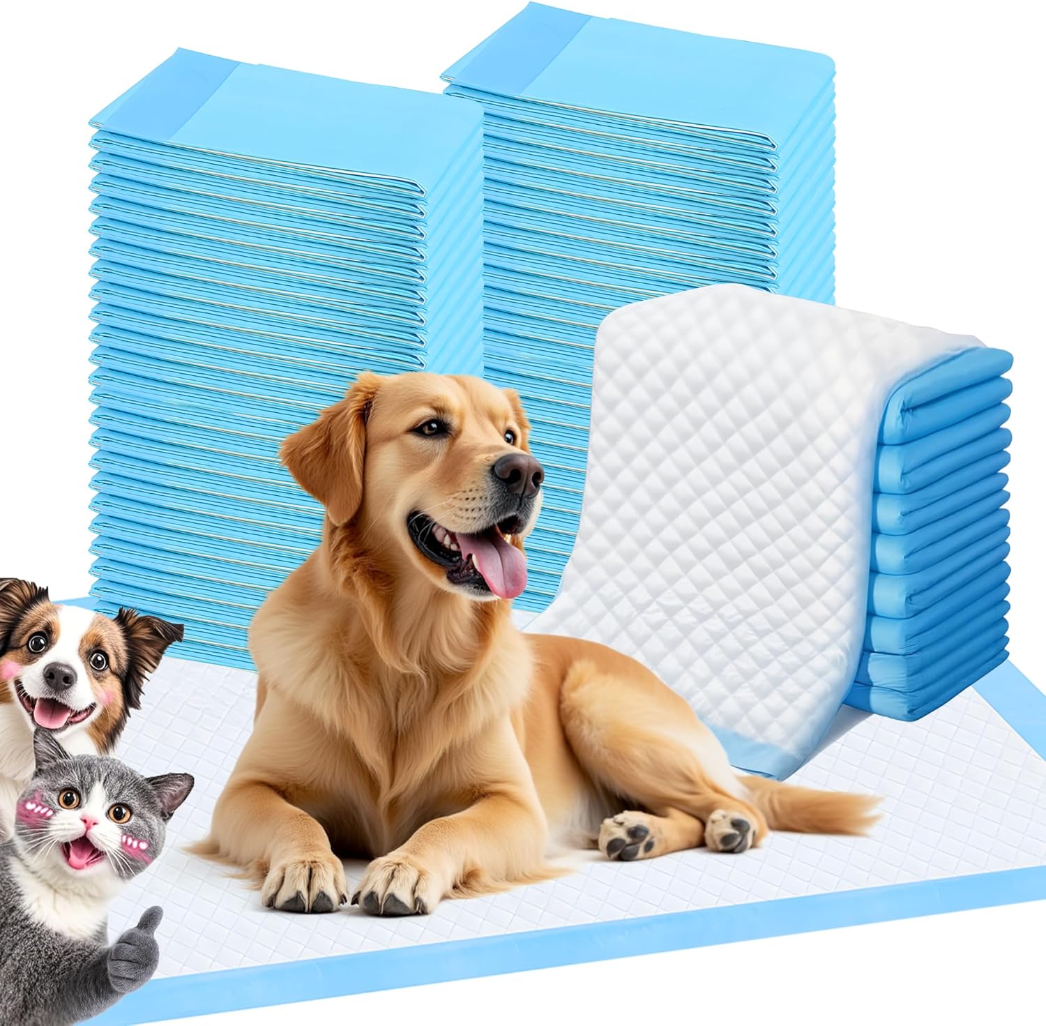FluffyDream Super Absorbent Waterproof Dog and Puppy Pet Training Pad, Housebreaking Pet Pad,Blue (17.6″x23.6″ (50PCS))