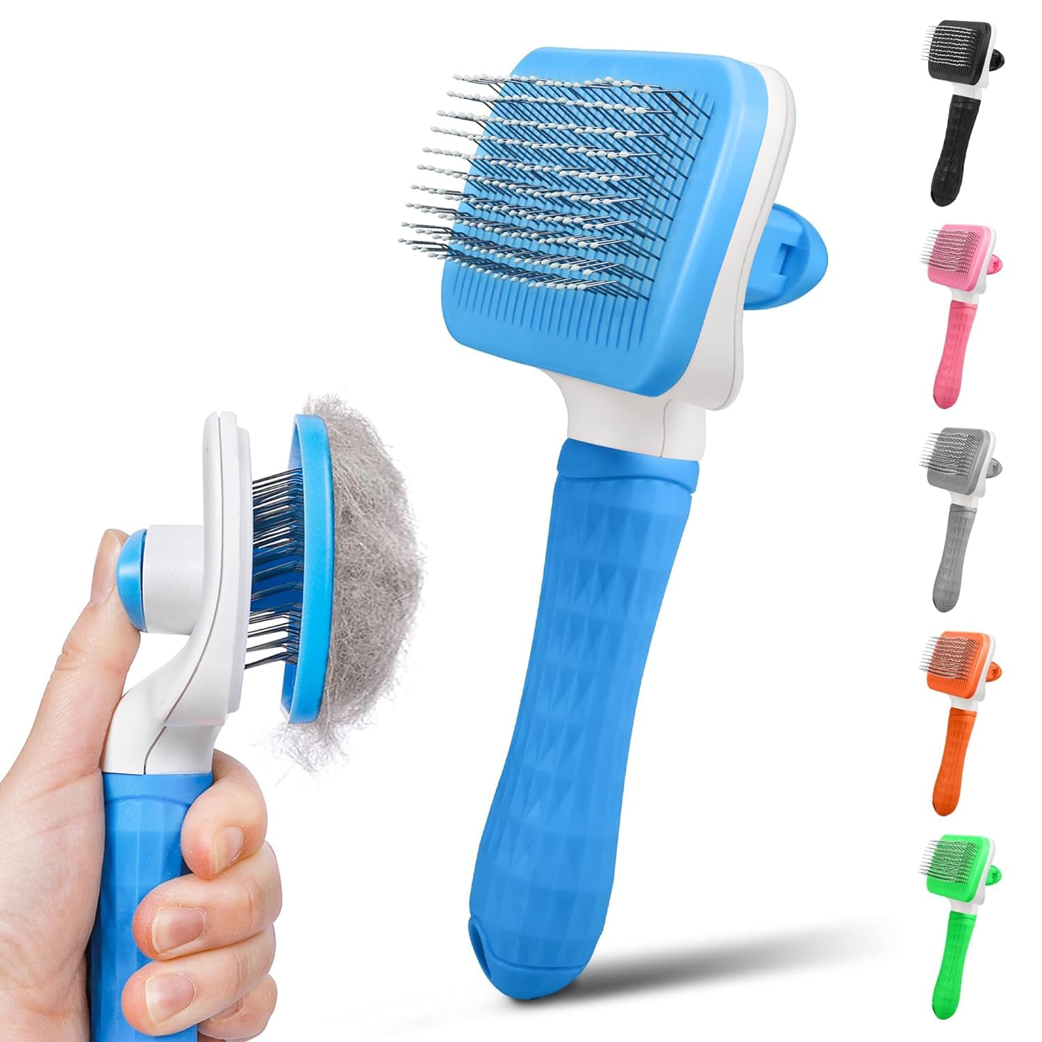 Generic Pet Grooming Brush, Blue – Self Cleaning Hair Brush for Dogs and Cats, Removes Loose Undercoat, Bristles with Massage Particles, Ergonomic Handle, For Long or Short Hair Breeds Generic Pet Grooming Brush, Blue – Self Cleaning Hair Brush for Dogs and Cats, Removes Loose Undercoat, Bristles with Massage Particles, Ergonomic Handle, For Long or Short Hair Breeds