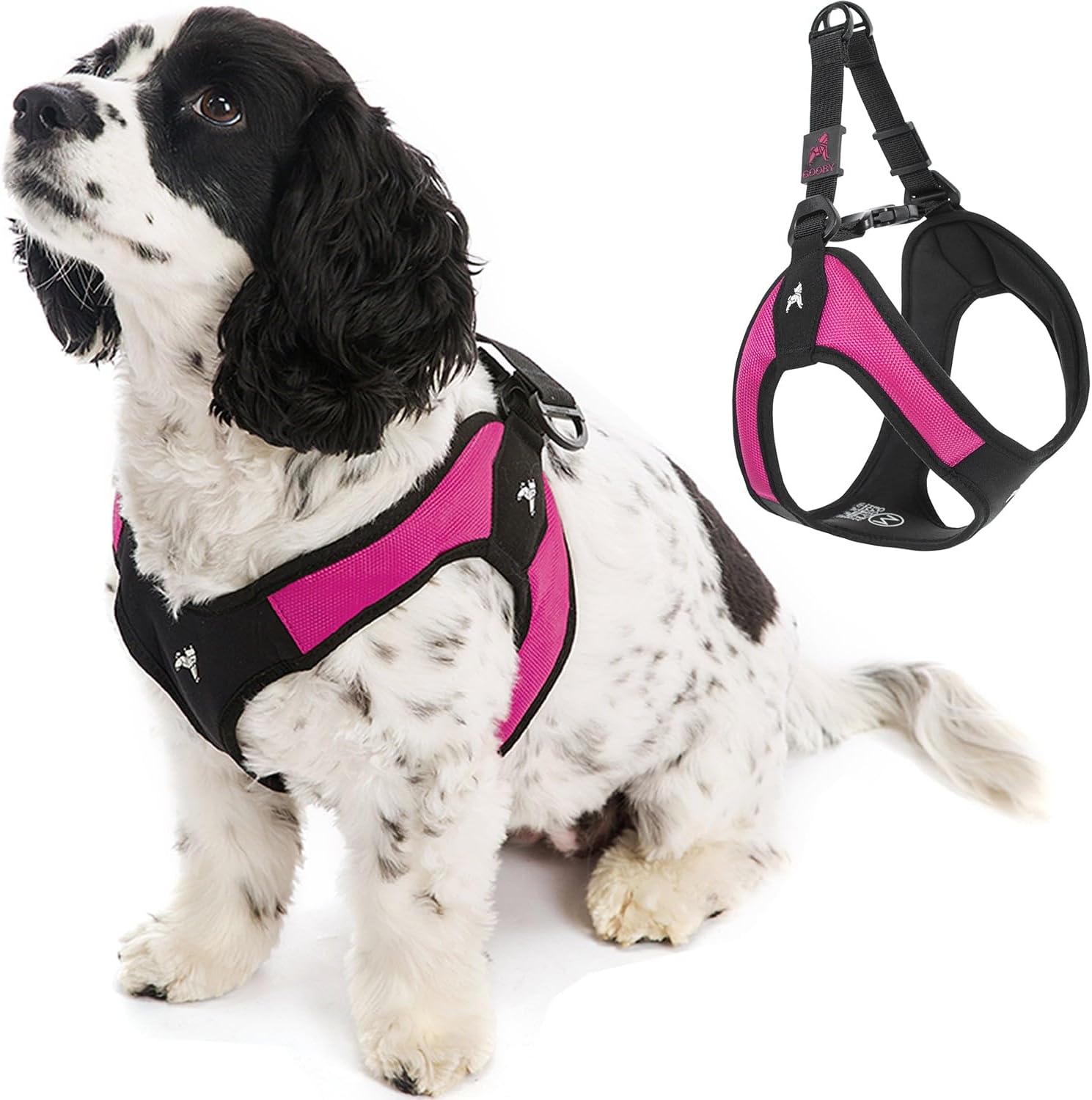 Gooby Escape Free Easy Fit Harness – Hot Pink, Medium – No Pull Step-in Patented Small Dog Harness with Quick Release Buckle – Perfect On The Go No Pull Harness for Small Dogs or Medium Dog Harness