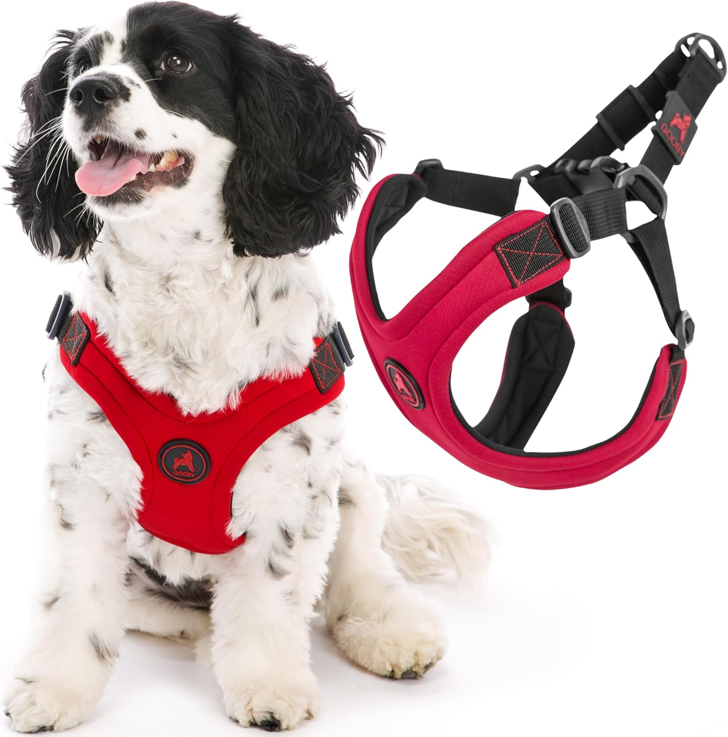 Gooby Escape Free Sport Harness – Red, Small – No Choke Step-in Patented Neoprene Dog Harness with Four-Point Adjustment for Small to Medium Dogs
