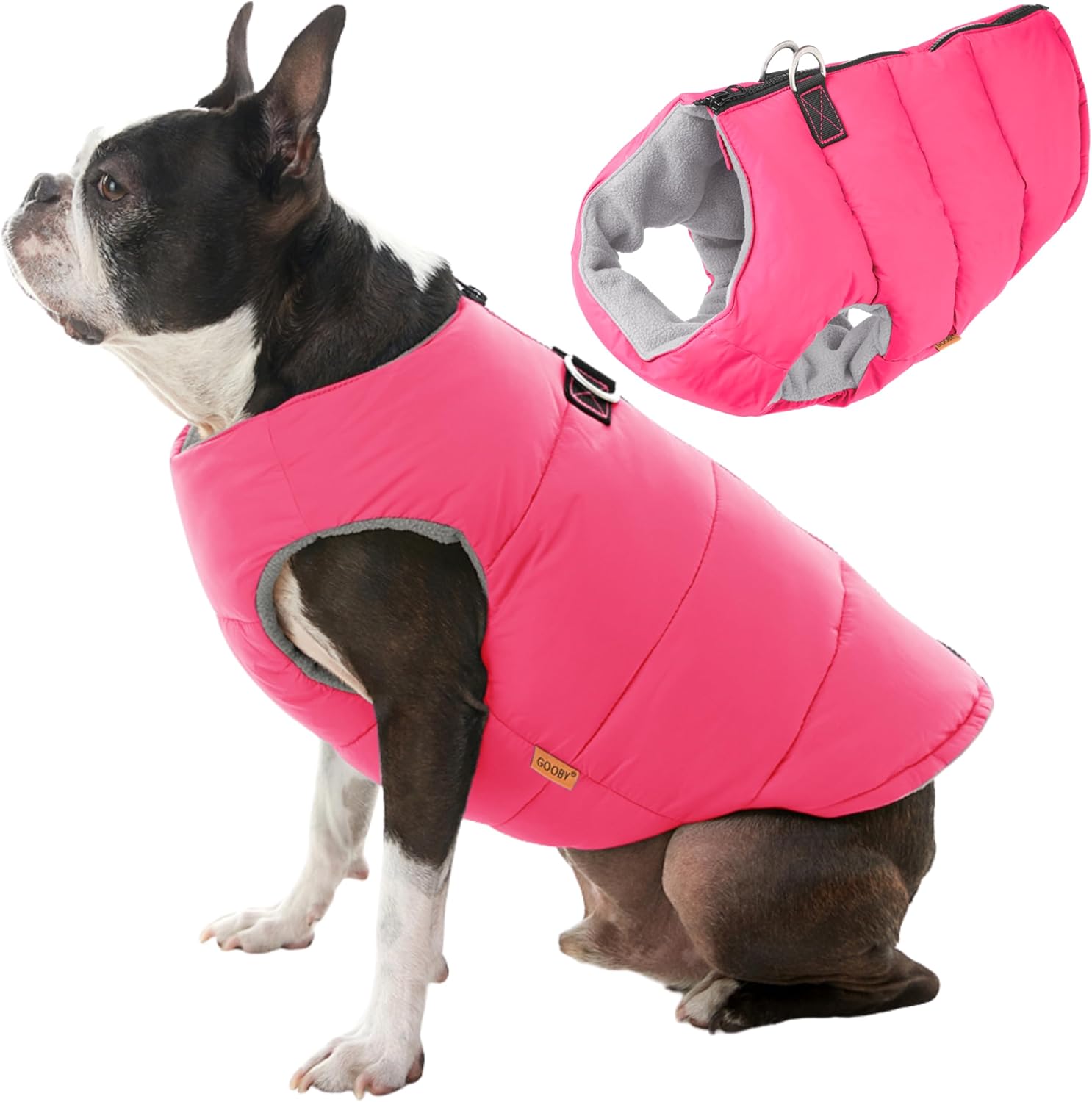 Gooby Padded Vest Dog Jacket – Solid Pink, Small – Warm Zip Up Vest Fleece Jacket with Dual D Ring Leash Water Resistant for Small to Medium Dogs Gooby Padded Vest Dog Jacket – Solid Pink, Small – Warm Zip Up Vest Fleece Jacket with Dual D Ring Leash Water Resistant for Small to Medium Dogs