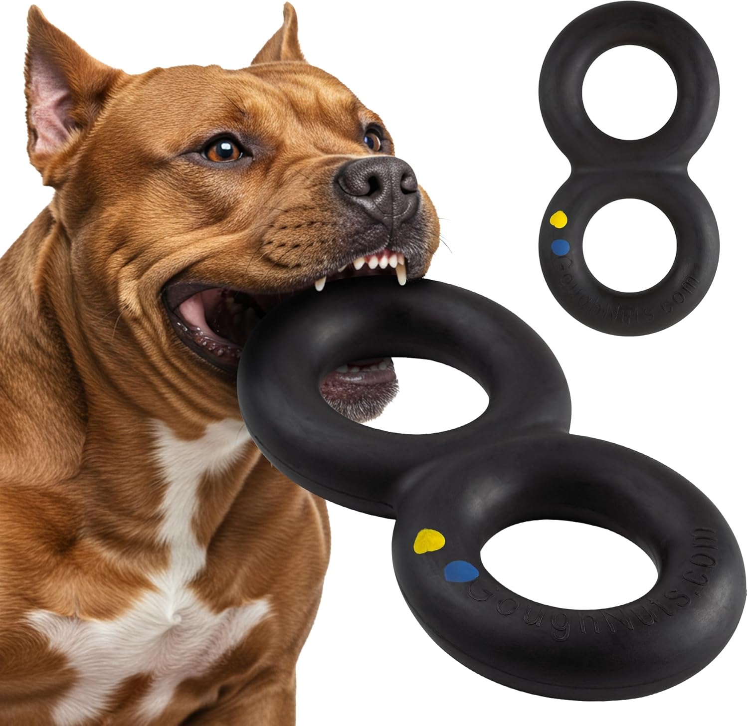 Goughnuts — Dog Toys for Aggressive Chewers | Virtually Indestructible Pull Toy for Large Breeds Such as Pit Bulls and German Shepherds | Heavy Duty Tug Dog Toy | Large | Black Goughnuts — Dog Toys for Aggressive Chewers | Virtually Indestructible Pull Toy for Large Breeds Such as Pit Bulls and German Shepherds | Heavy Duty Tug Dog Toy | Large | Black