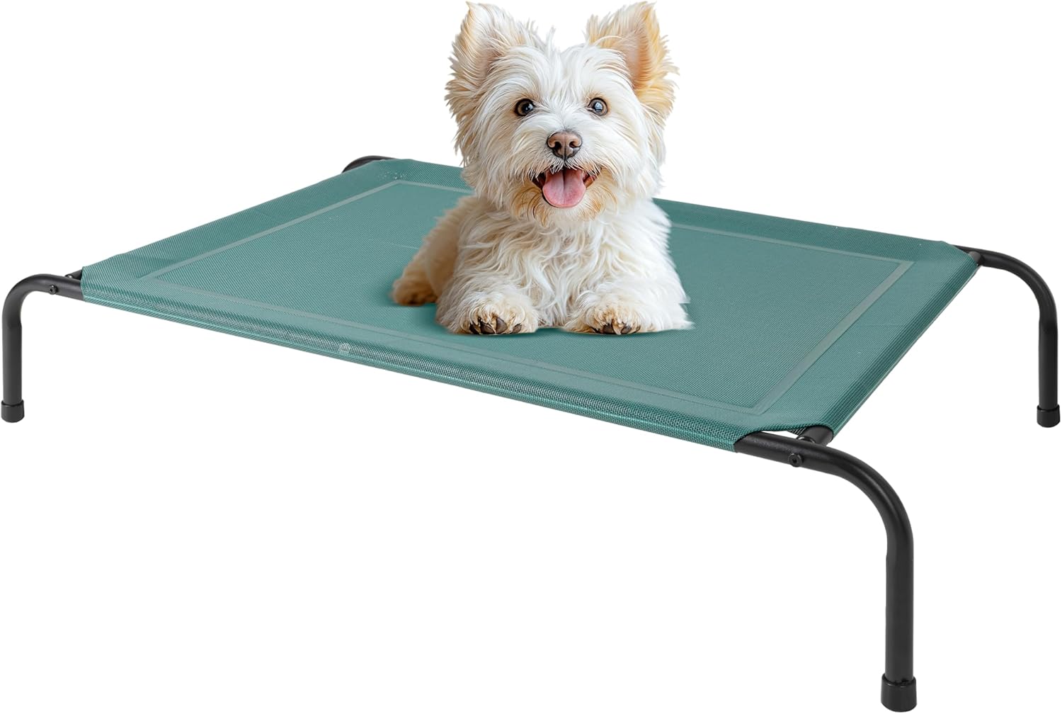 HealSmart Raised Cooling Elevated Dog Bed Outdoor Portable Dog Cat Beds No-Slip Feet Durable Pet Hammock Bed, 42×25.5×8 Inch, Green