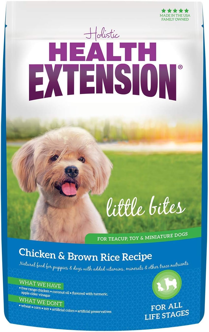 Health Extension Little Bites Dry Dog Food for Small Breeds, Chicken & Brown Rice Recipe, with Probiotics & Superfoods for Digestion & Coat Health, 4 lb bag (Pack of 1) Health Extension Little Bites Dry Dog Food for Small Breeds, Chicken & Brown Rice Recipe, with Probiotics & Superfoods for Digestion & Coat Health, 4 lb bag (Pack of 1)