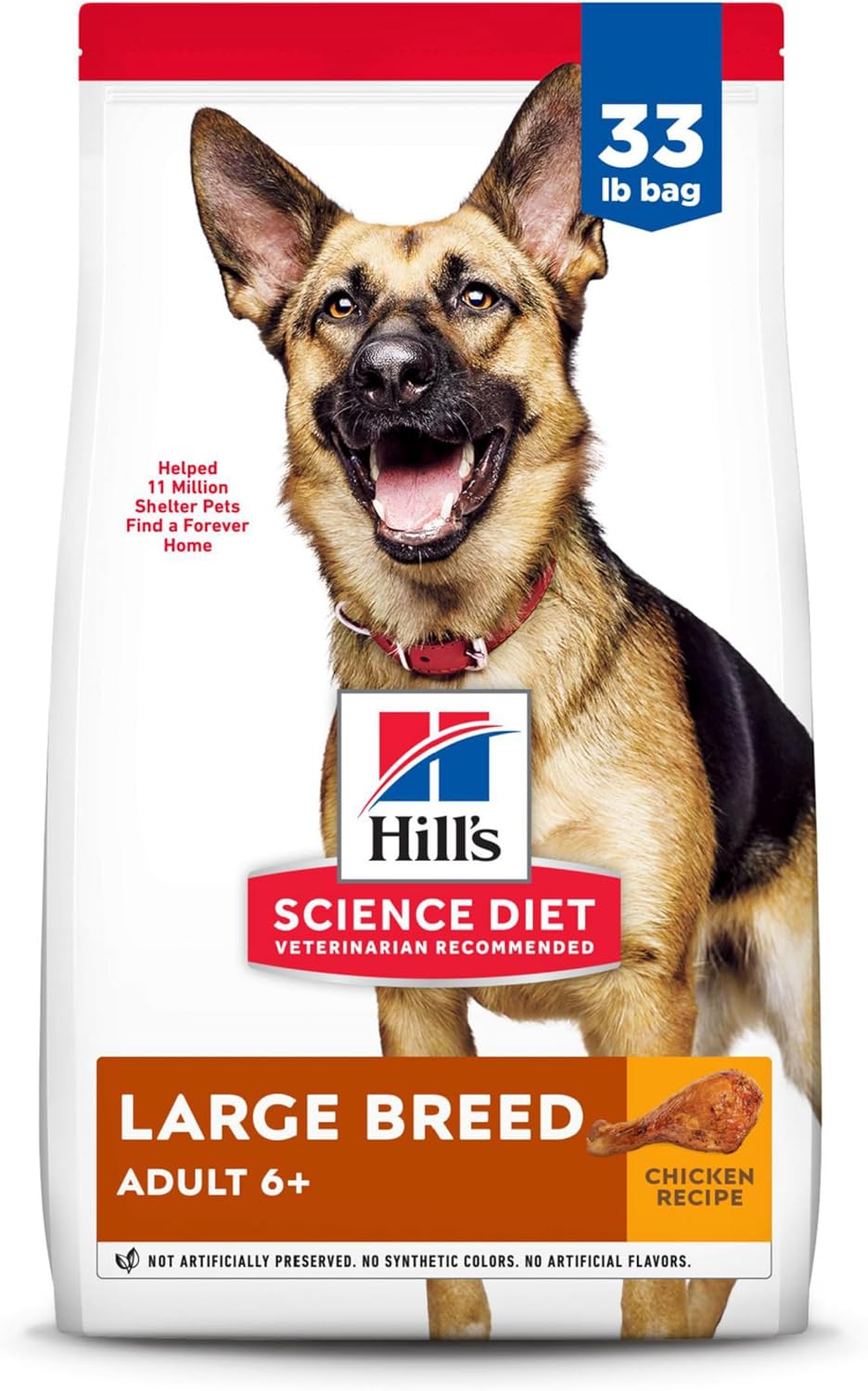 Hill’s Science Diet Large Breed Senior Dry Dog Food Adult 6+, Quality Protein for Joint Support & Lean Muscles, Chicken Recipe, 33 lb. Bag Hill’s Science Diet Large Breed Senior Dry Dog Food Adult 6+, Quality Protein for Joint Support & Lean Muscles, Chicken Recipe, 33 lb. Bag