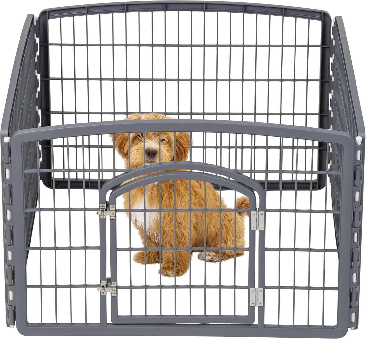 IRIS USA Puppy Playpen Dog Playpen Fence Enclosure with Dog Gate Door – Indoor Pet Playpen – 4 or 8 Panel