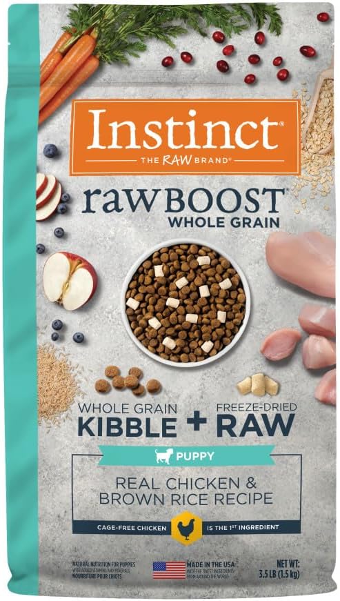 Instinct Raw Boost Puppy, Natural Dry Dog Food with Freeze Dried Pieces, High Protein, Whole Grain Recipe – Real Chicken & Brown Rice, 3.5 lb. Bag